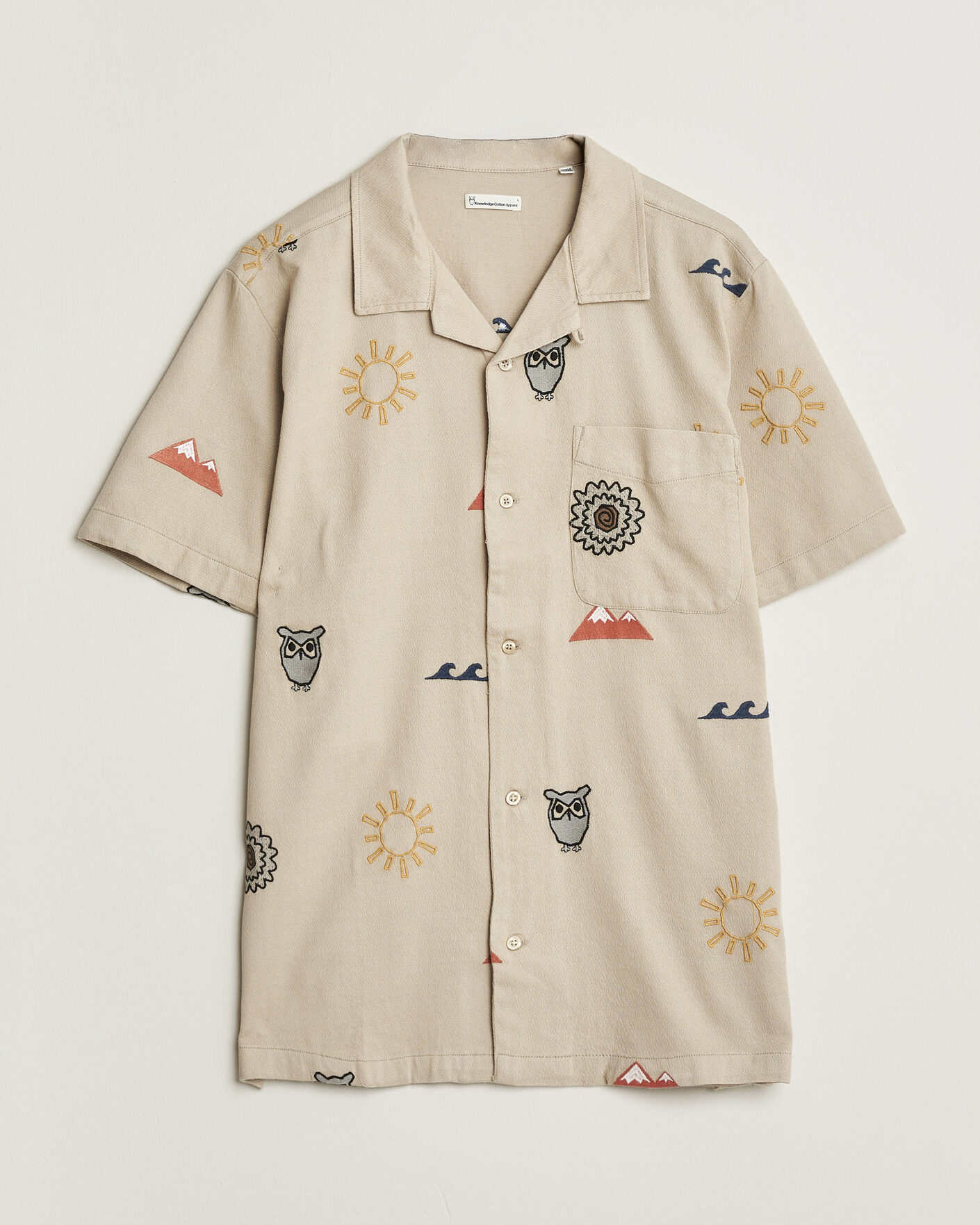 Herren | Hemden | KnowledgeCotton Apparel | Relaxed Embroidery Shirt Light Feather Grey