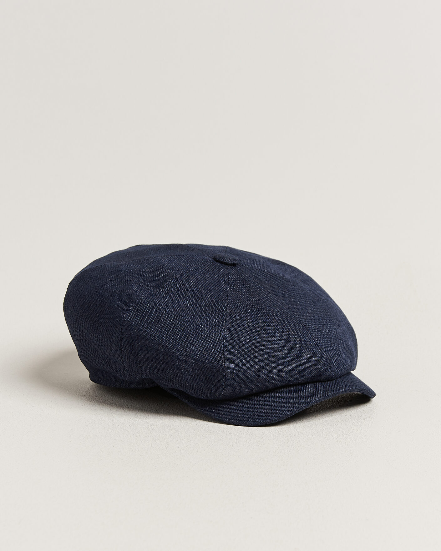 Herren | Hüte & Mützen | Wigéns | Newsboy Retro Hopsack Linen Cap Navy