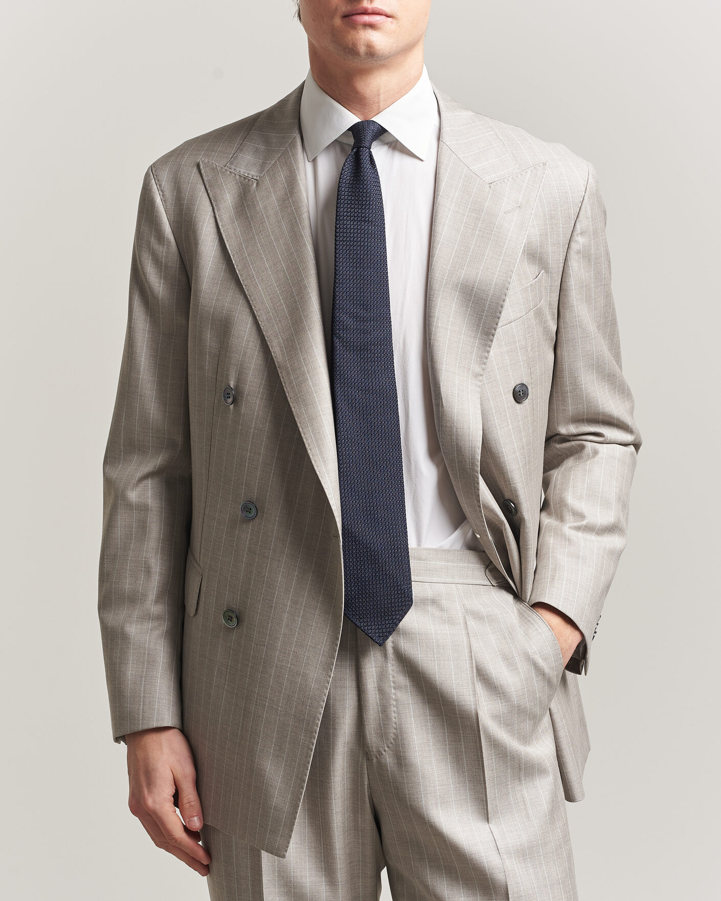 Herren | Sakkos | Oscar Jacobson | Richard Striped Wool Blazer Beige