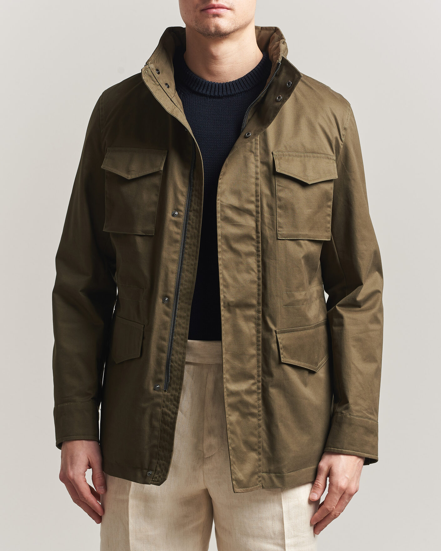Herren | Jacken | Oscar Jacobson | M65 Coated Cotton Field Jacket Olive
