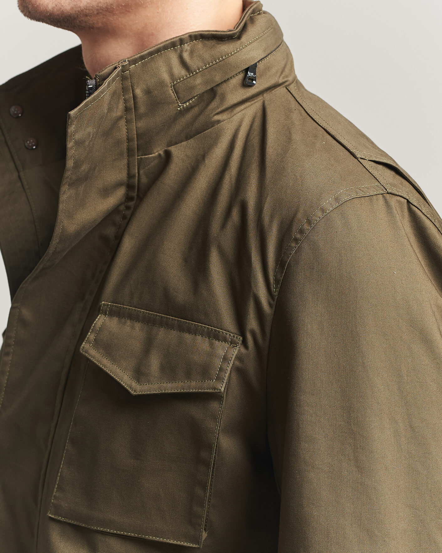 Herren | Jacken | Oscar Jacobson | M65 Coated Cotton Field Jacket Olive