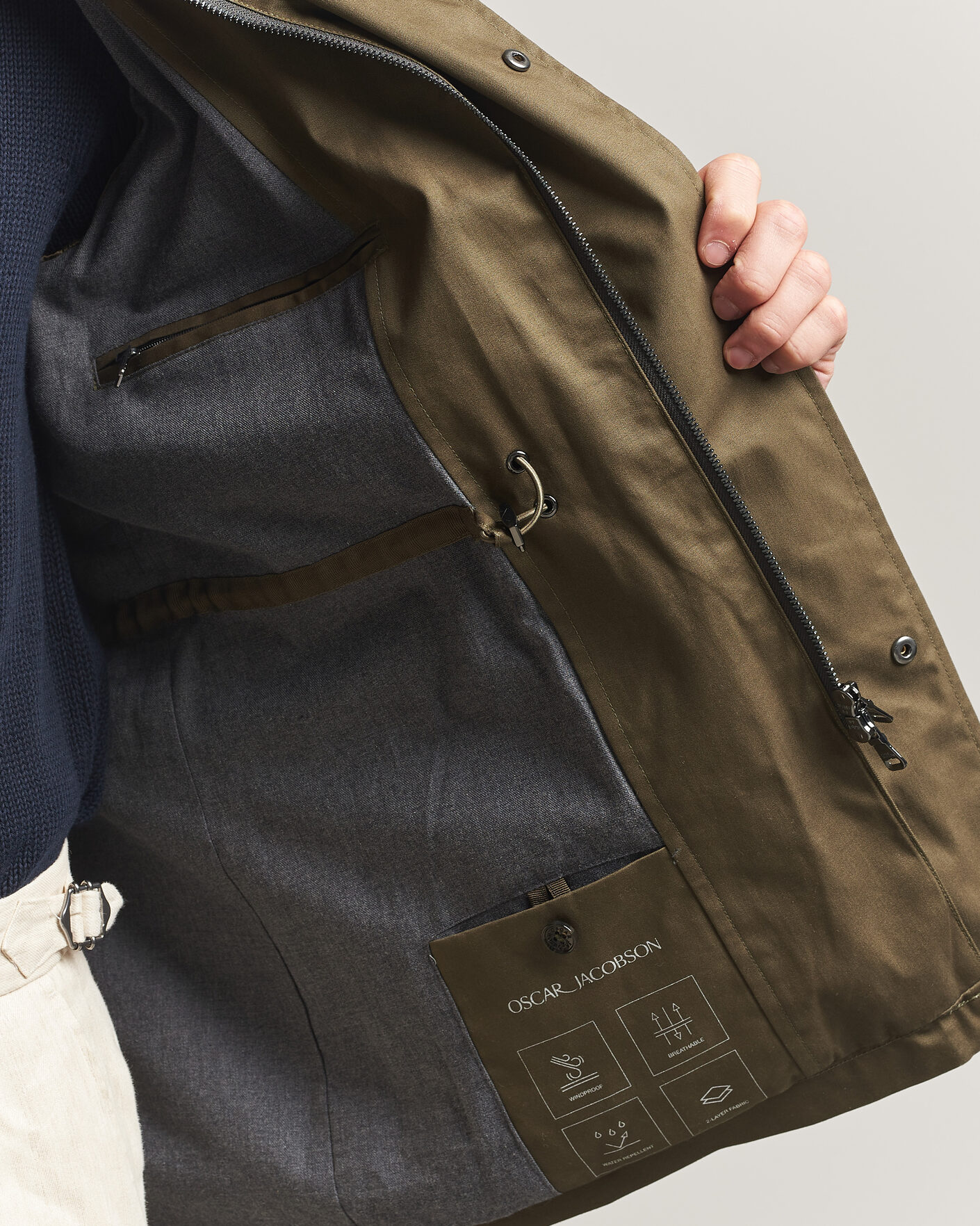 Herren | Jacken | Oscar Jacobson | M65 Coated Cotton Field Jacket Olive