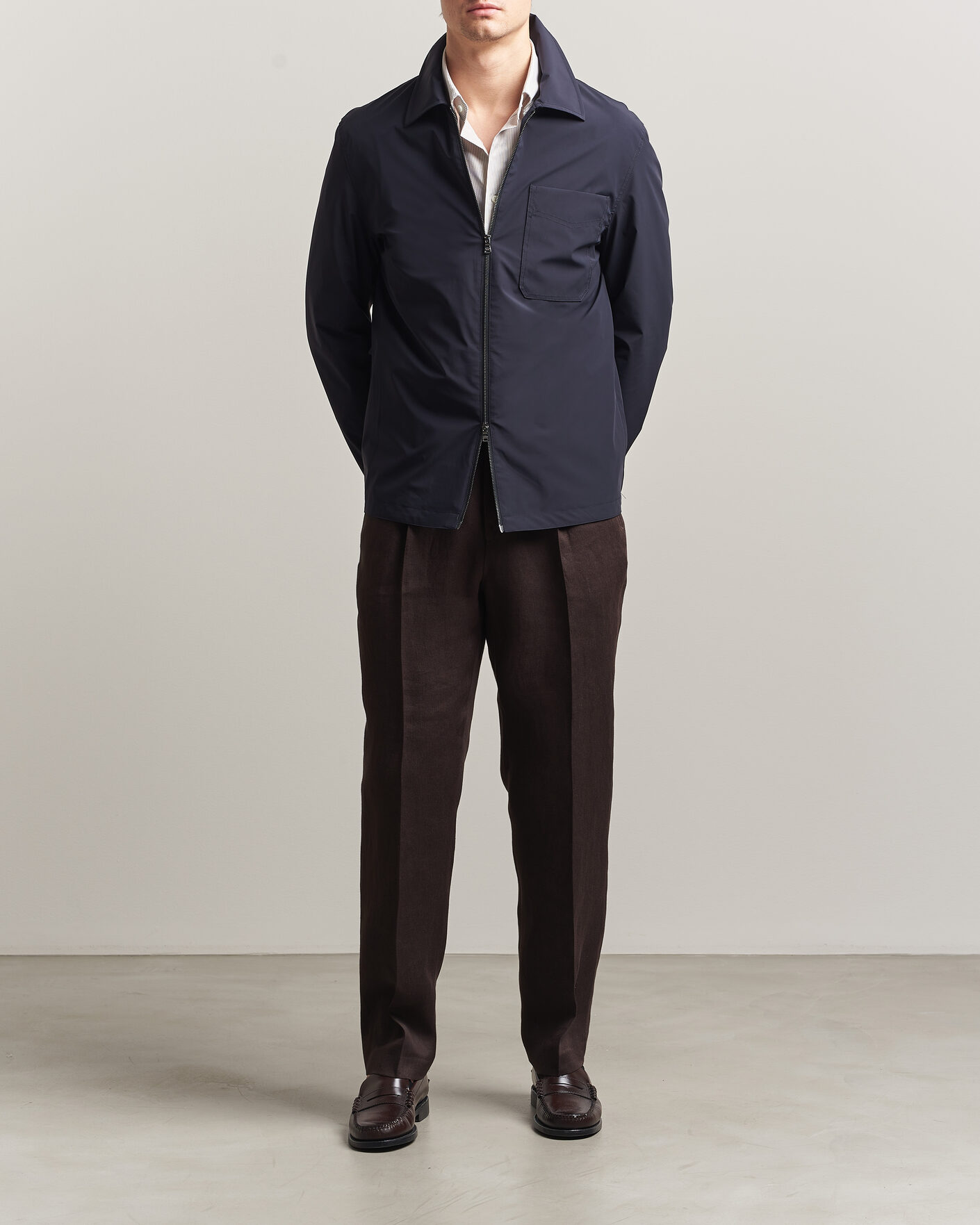 Herren | Jacken | Oscar Jacobson | Light Zipped Shirt Jacket Navy