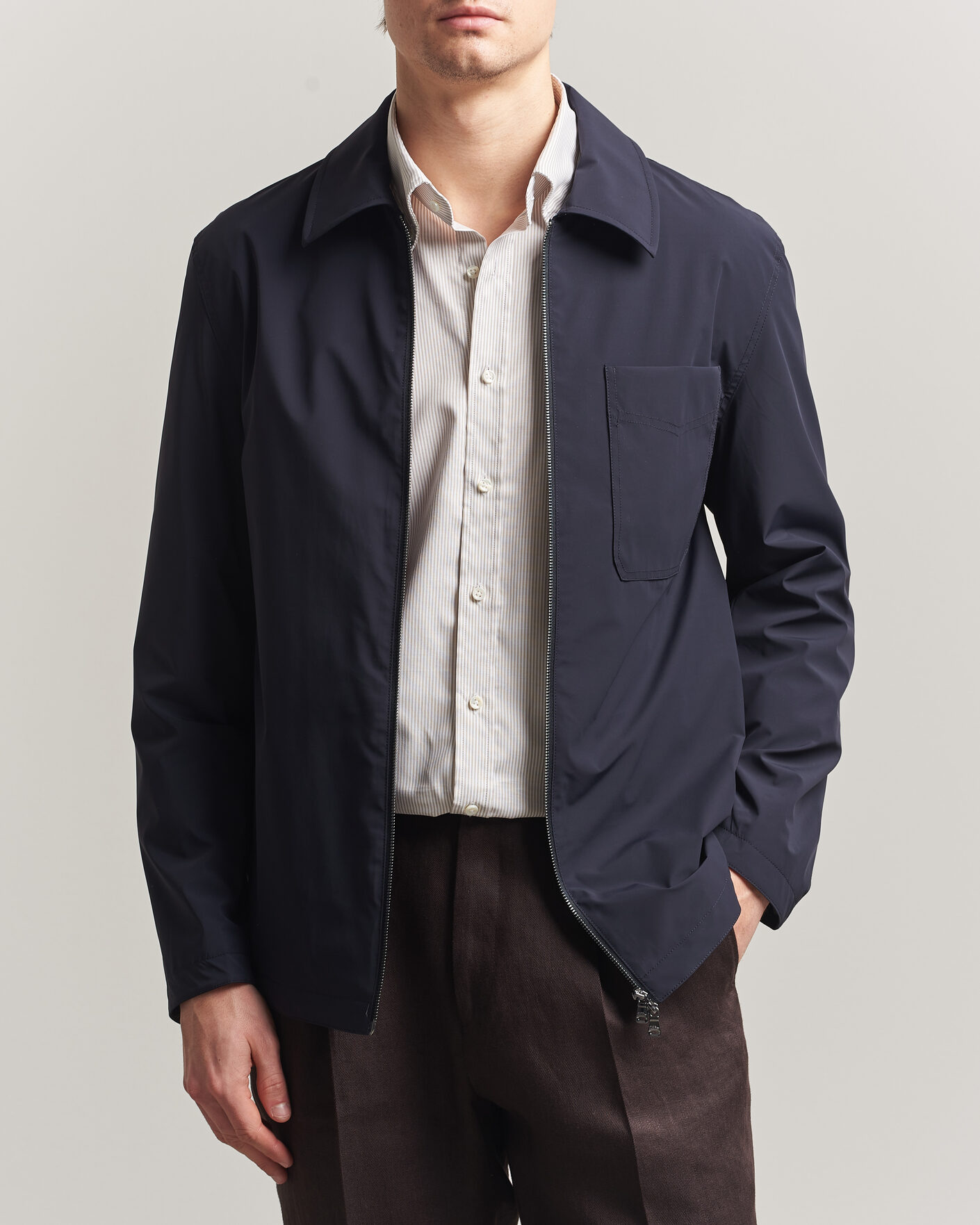 Herren | Jacken | Oscar Jacobson | Light Zipped Shirt Jacket Navy