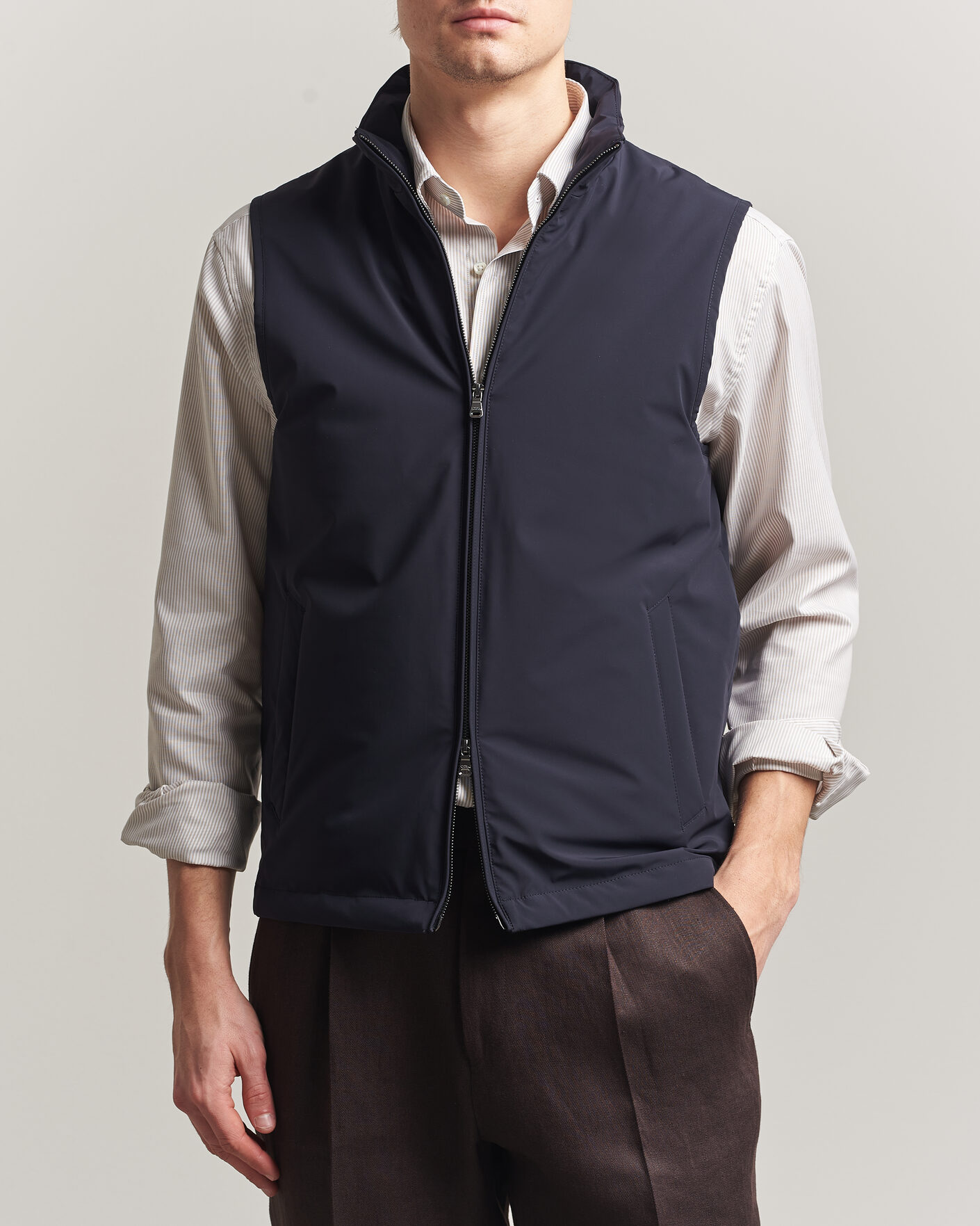 Herren | Westen | Oscar Jacobson | Light Zipped Waistcoat Navy
