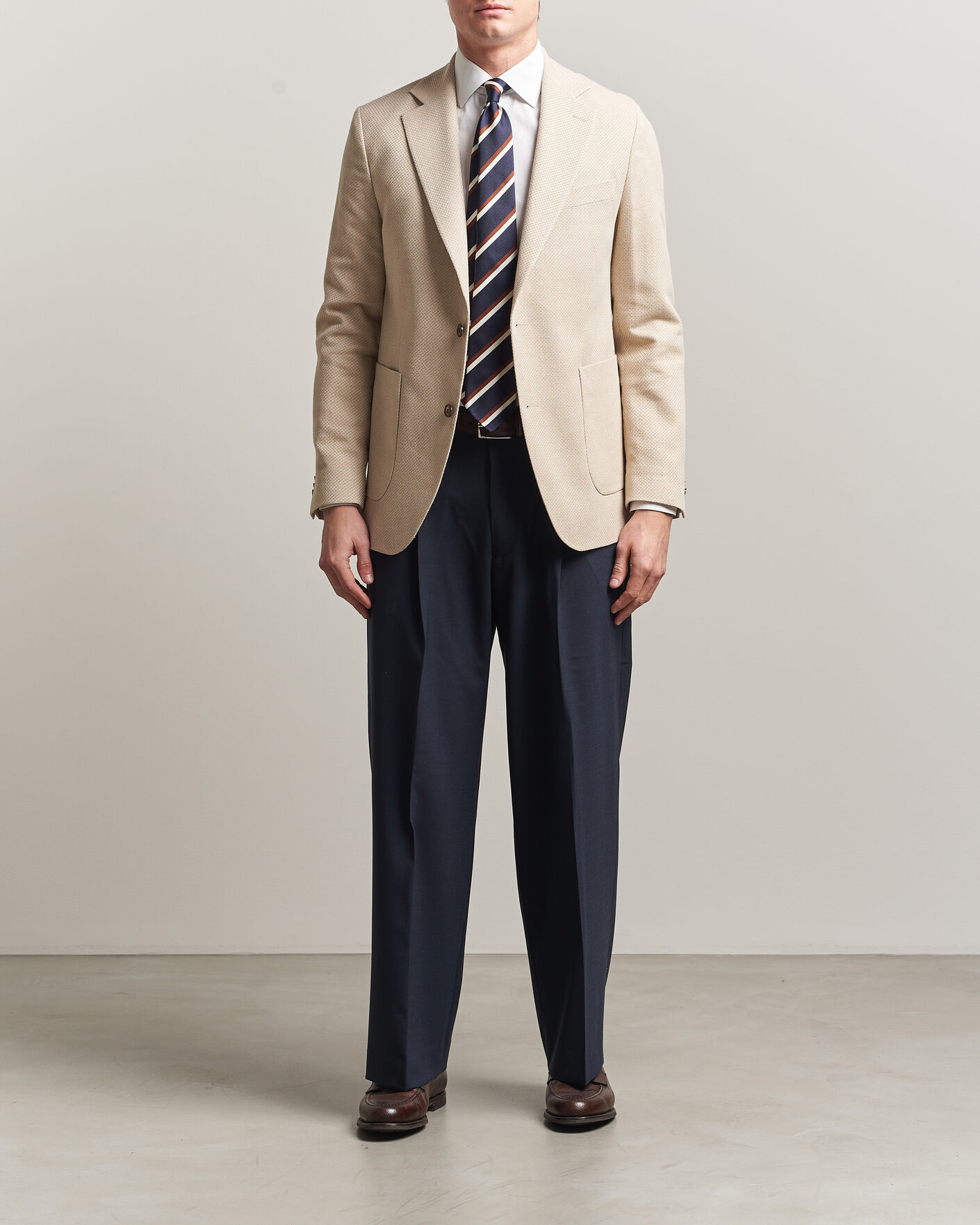 Herren | Sakkos | Oscar Jacobson | Fogerty Patch Structure Cotton Blazer Beige