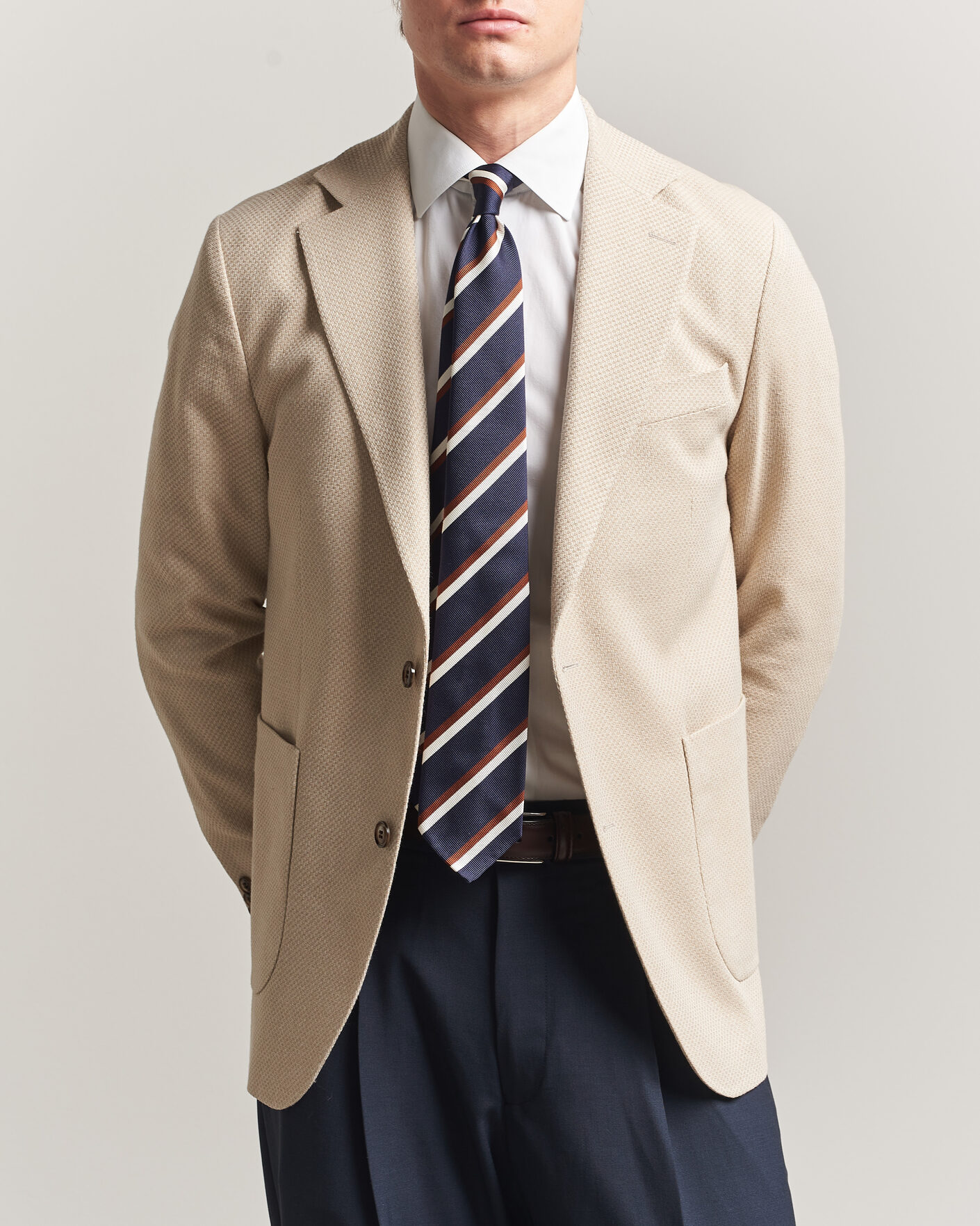 Herren | Sakkos | Oscar Jacobson | Fogerty Patch Structure Cotton Blazer Beige