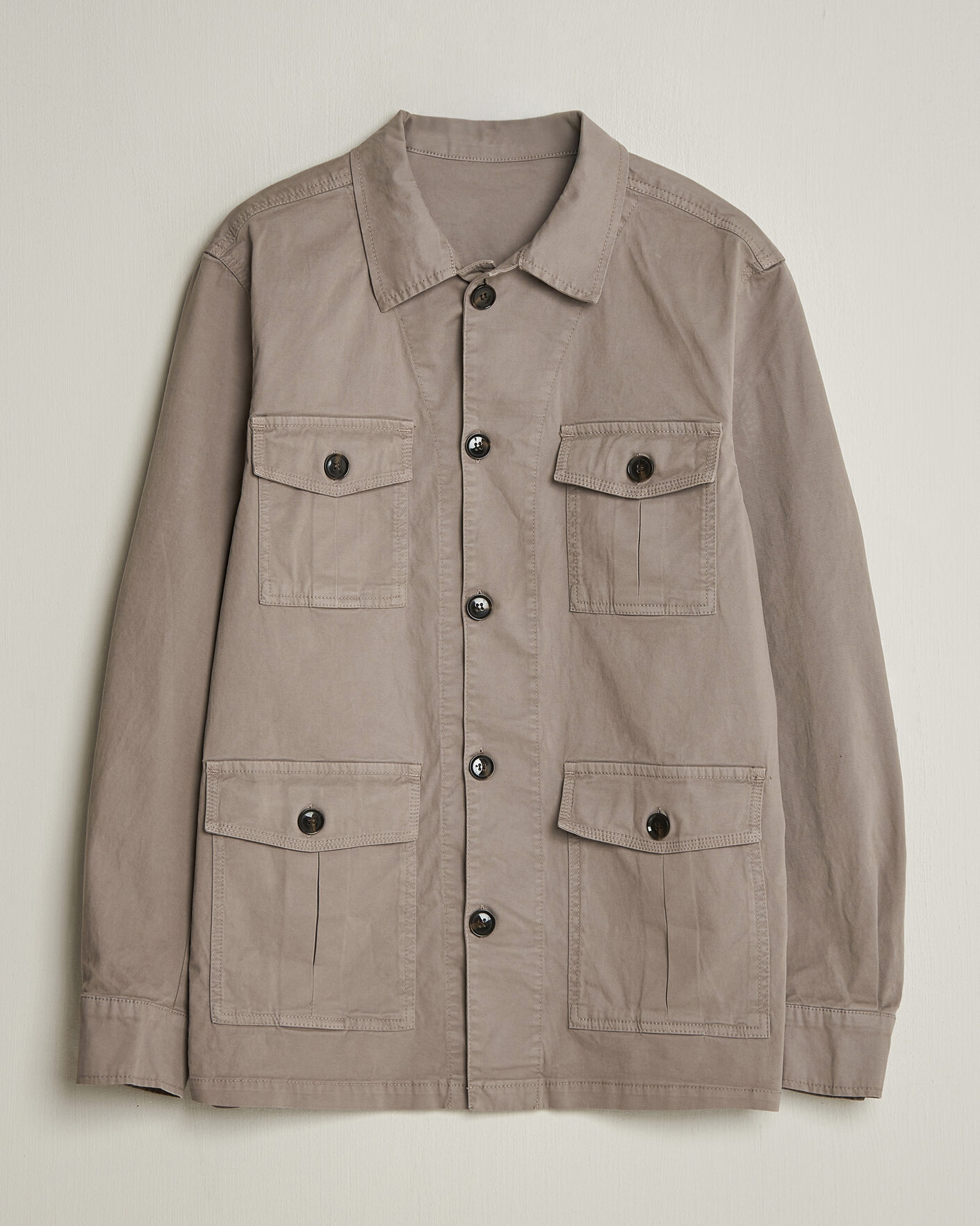 Herren | Hemden | Oscar Jacobson | Safari Cotton Shirt Jacket Grey