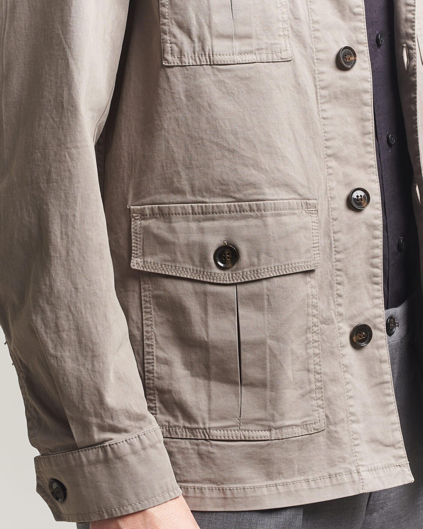 Herren | Hemden | Oscar Jacobson | Safari Cotton Shirt Jacket Grey
