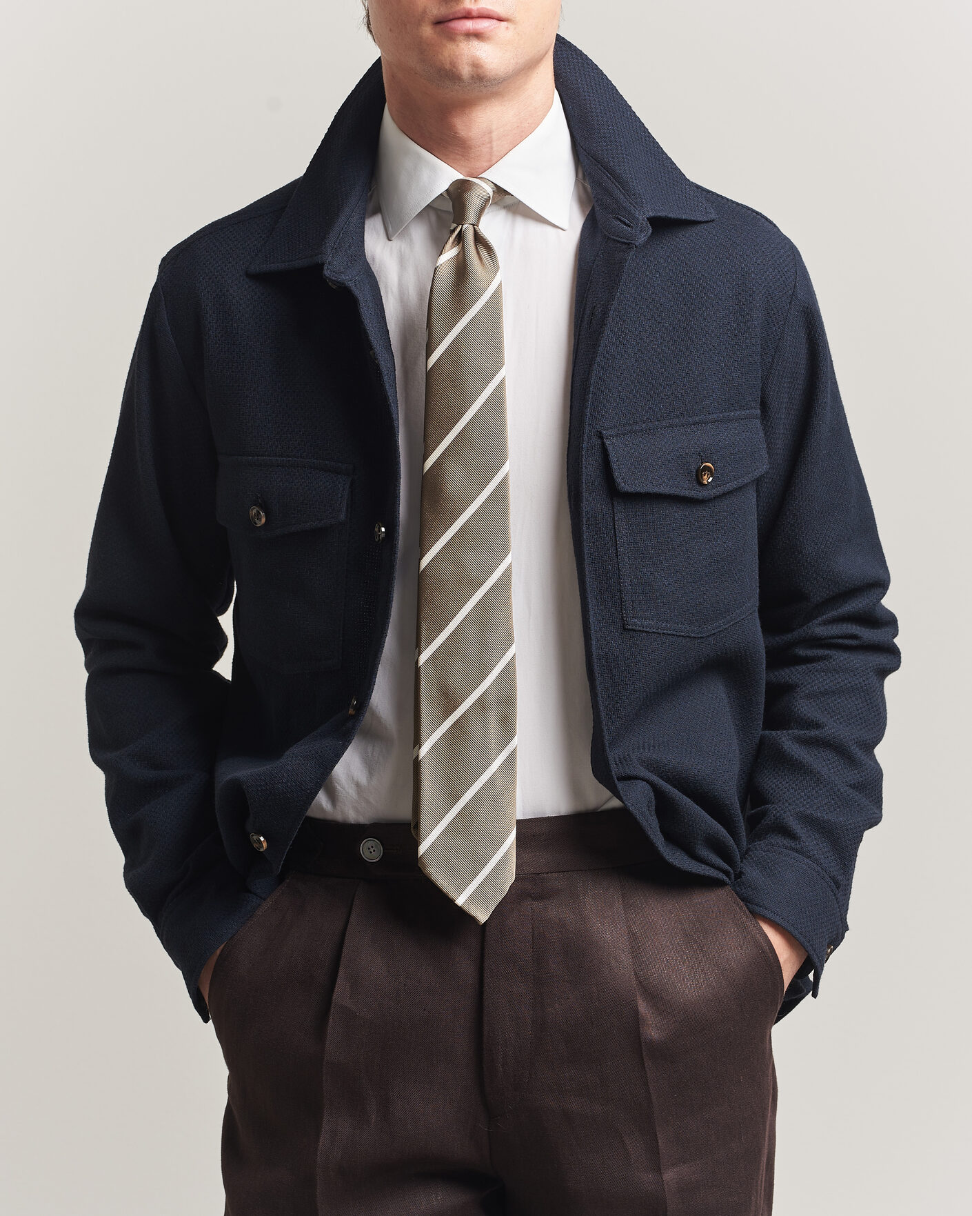 Herren | Hemden | Oscar Jacobson | Magnus Structure Cotton Overshirt Navy