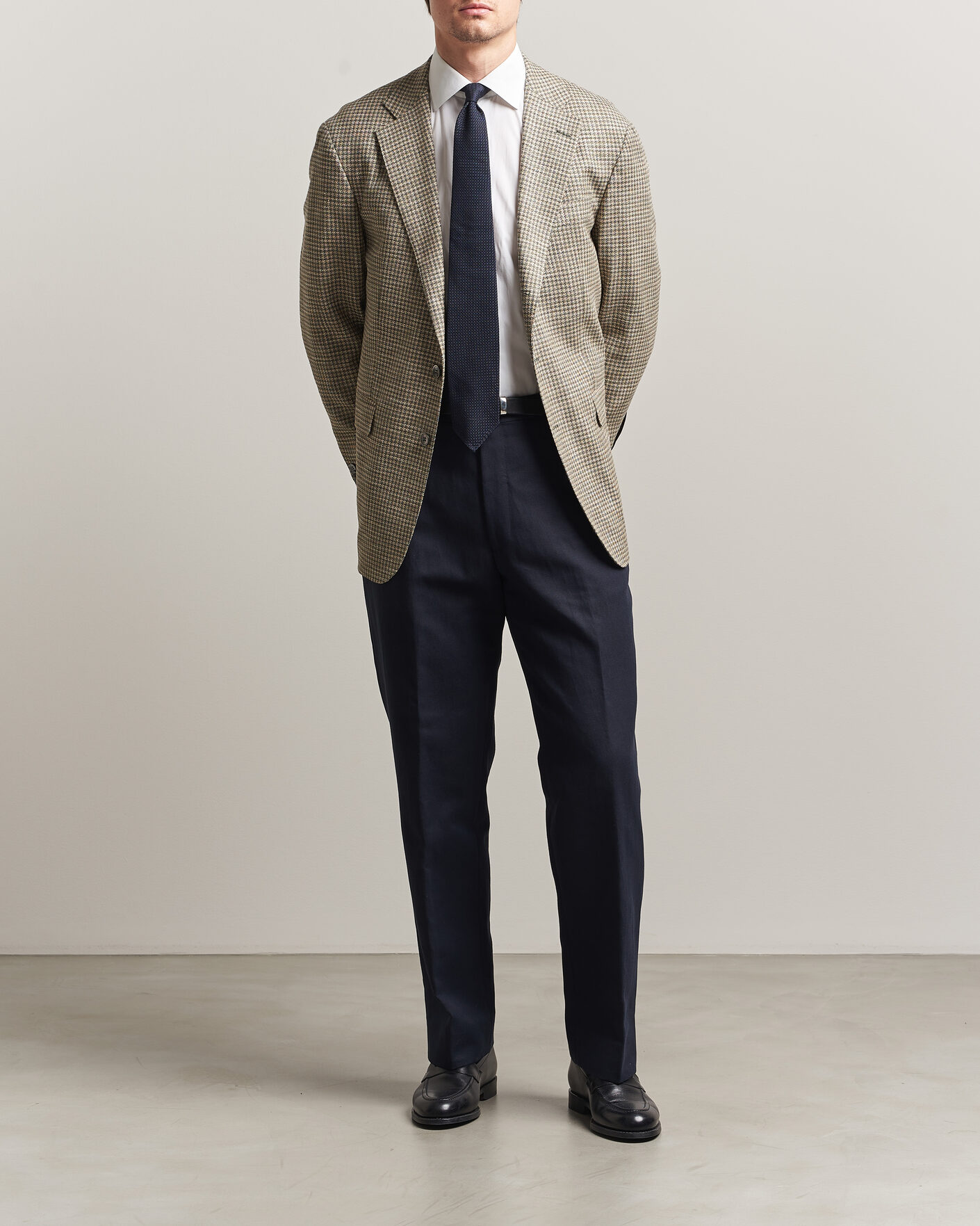 Herren | Hosen | Oscar Jacobson | Del Cotton/Linen Trousers Navy