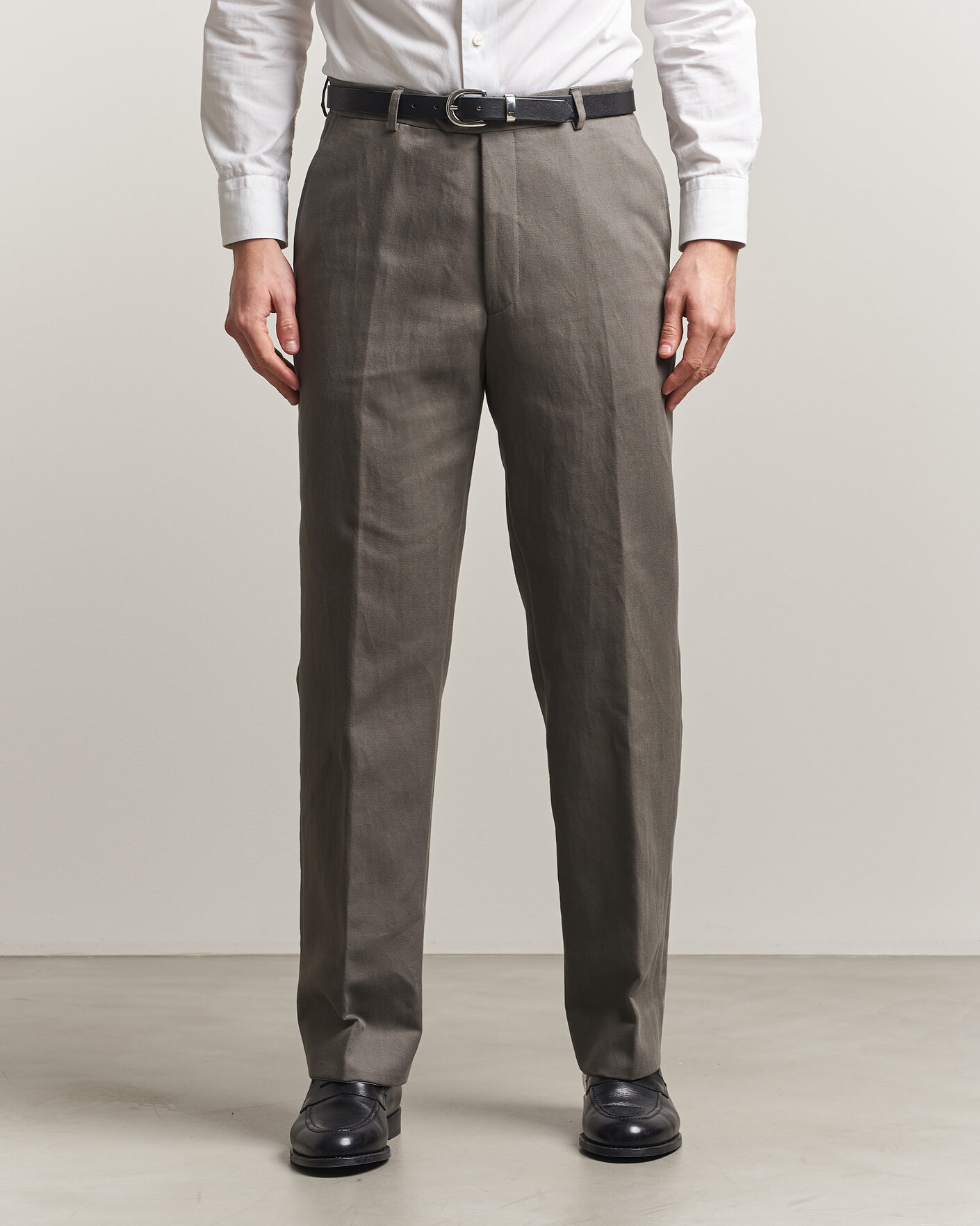 Herren | Hosen | Oscar Jacobson | Del Cotton/Linen Trousers Olive