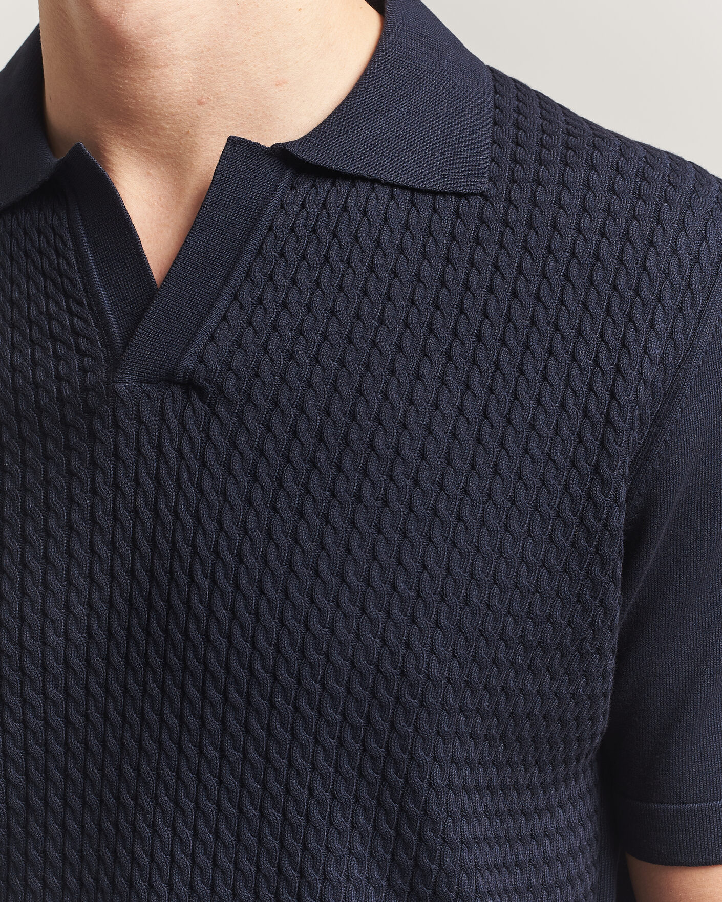 Herren | Poloshirts | Oscar Jacobson | Alf Structured Cotton Polo Navy