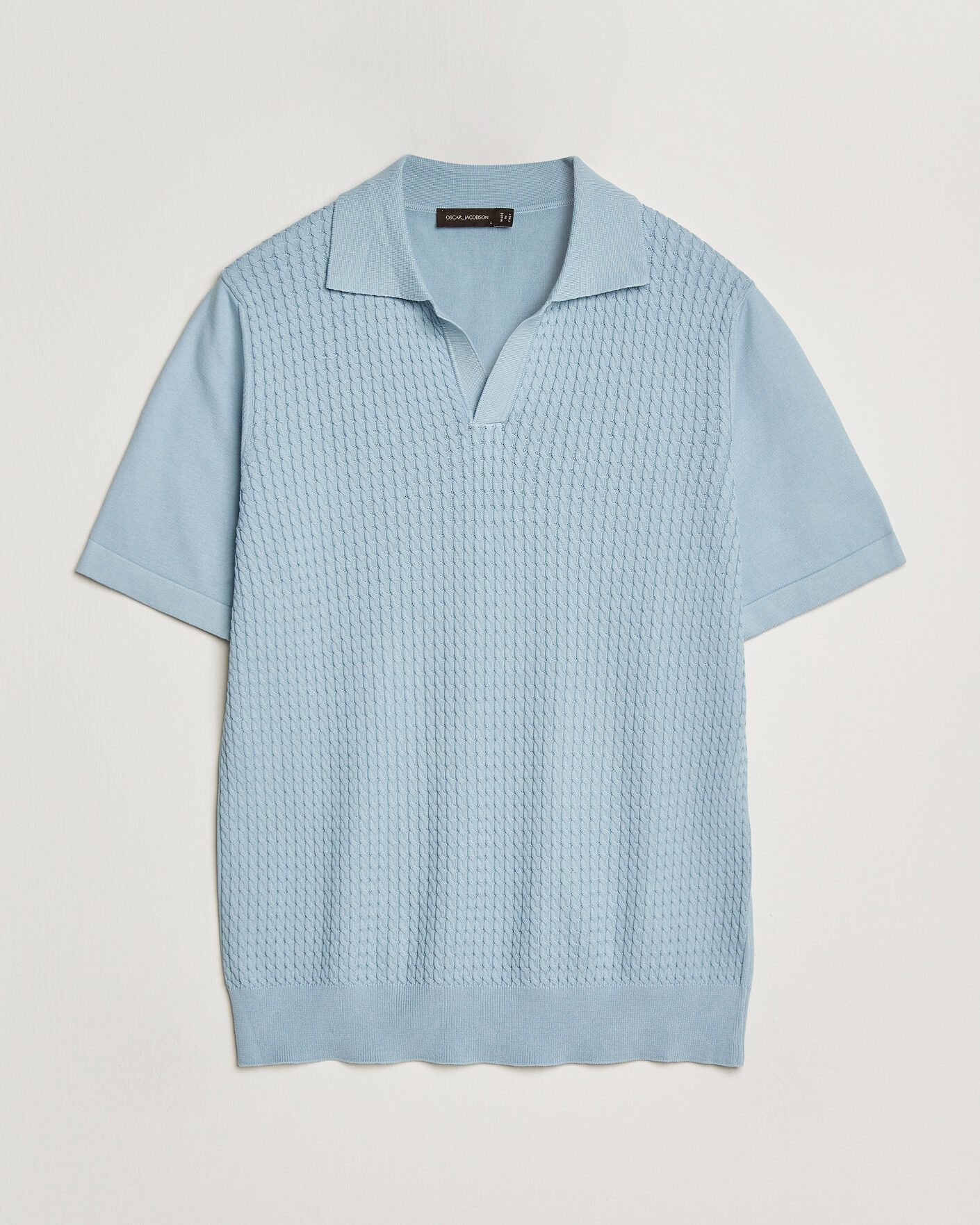 Herren | Poloshirts | Oscar Jacobson | Alf Structured Cotton Polo Light Blue