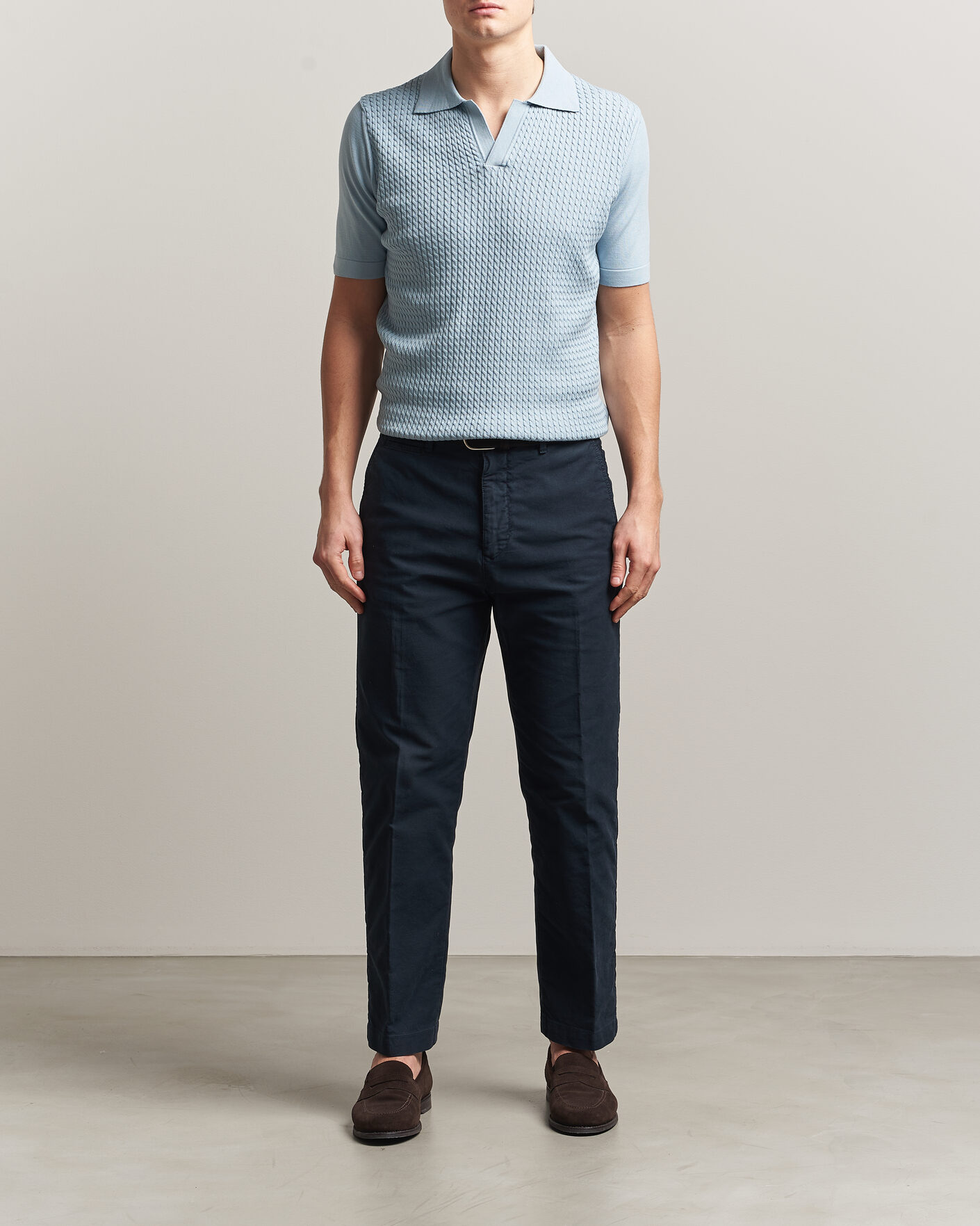 Herren | Poloshirts | Oscar Jacobson | Alf Structured Cotton Polo Light Blue