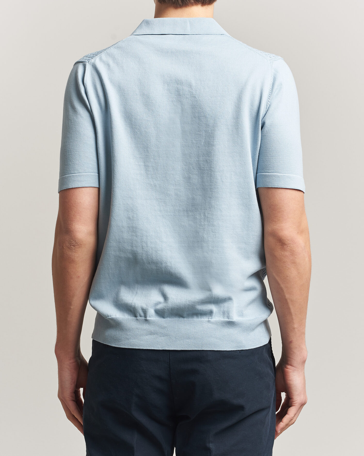 Herren | Poloshirts | Oscar Jacobson | Alf Structured Cotton Polo Light Blue
