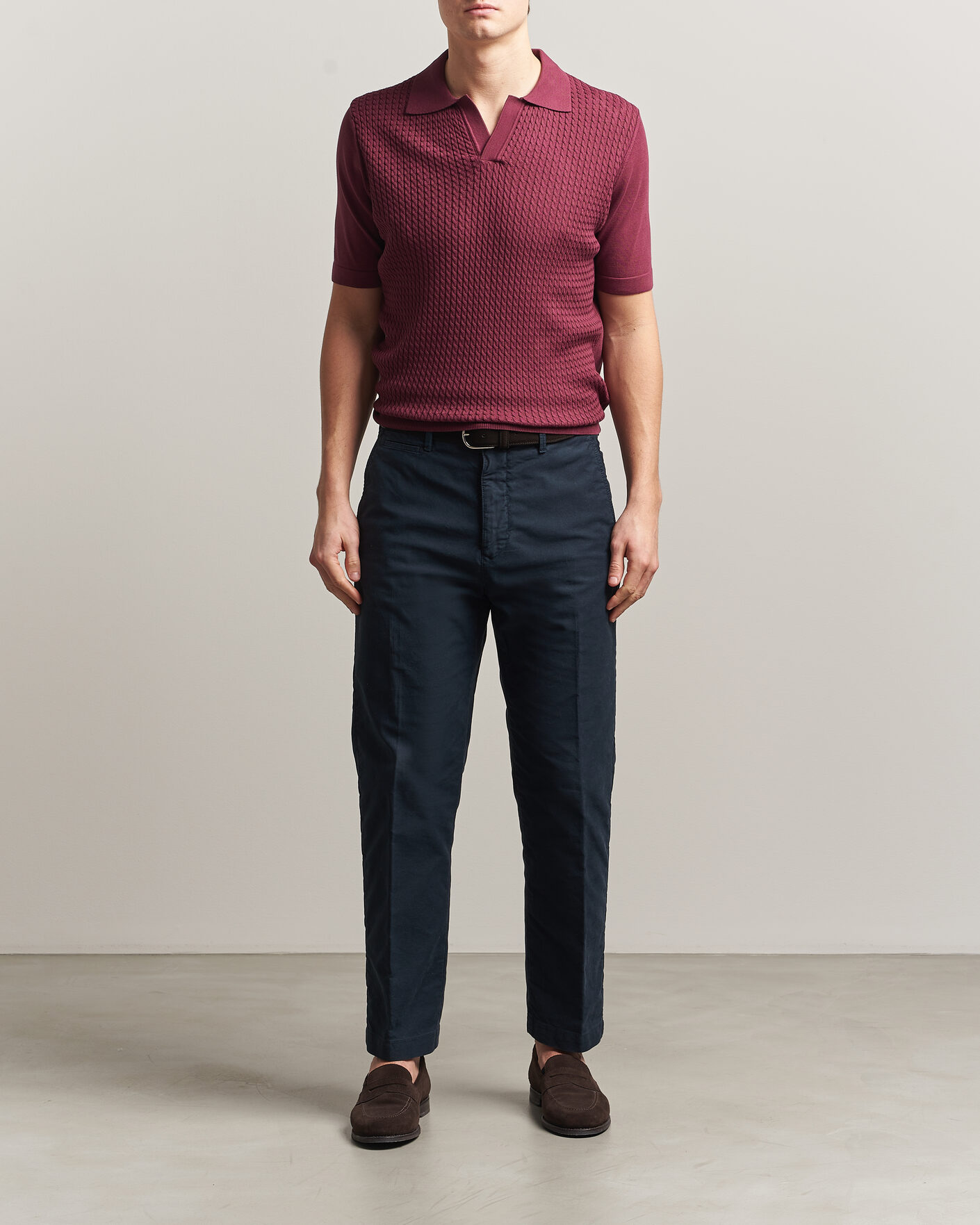 Herren | Poloshirts | Oscar Jacobson | Alf Structured Cotton Polo Wine Red