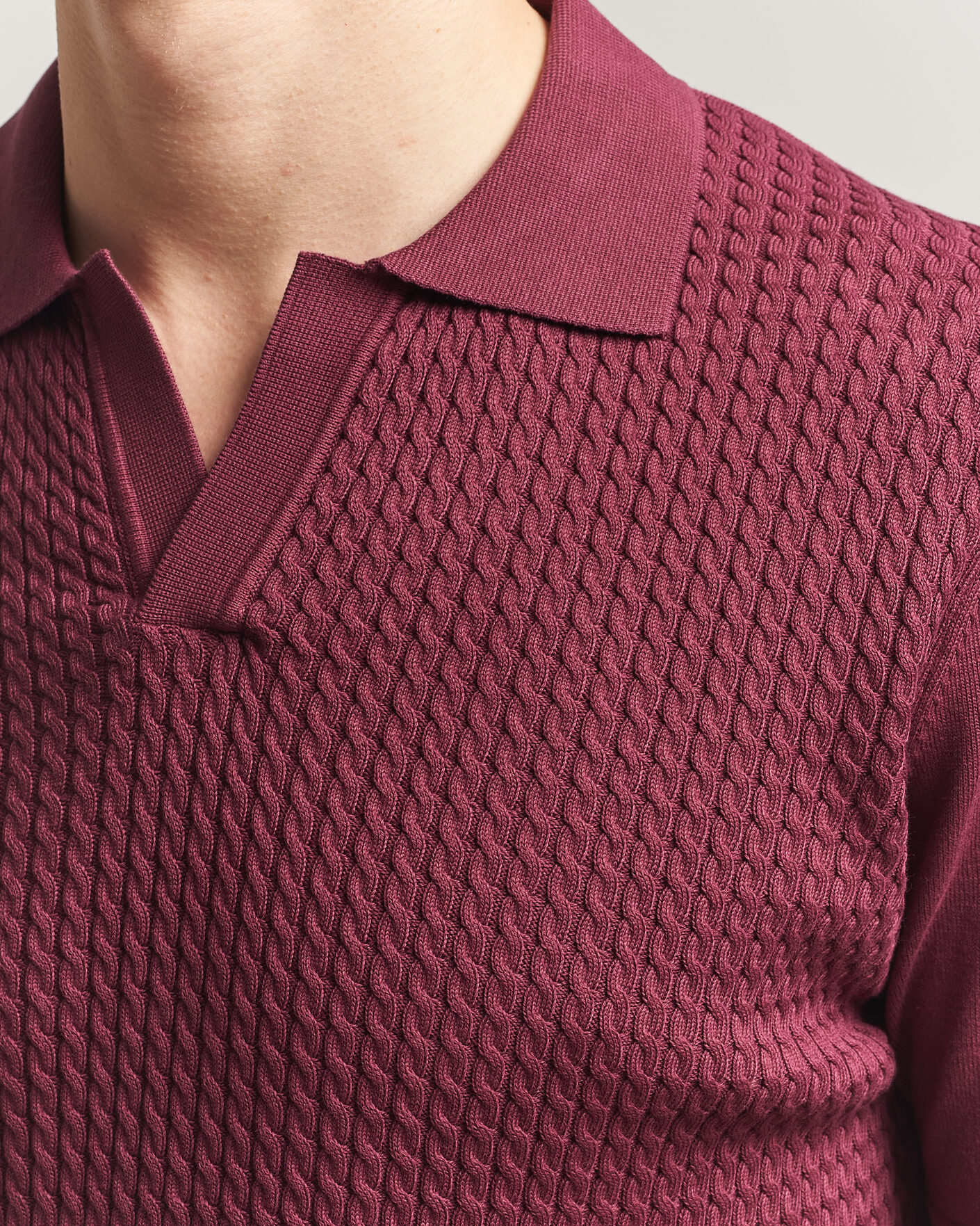 Herren | Poloshirts | Oscar Jacobson | Alf Structured Cotton Polo Wine Red