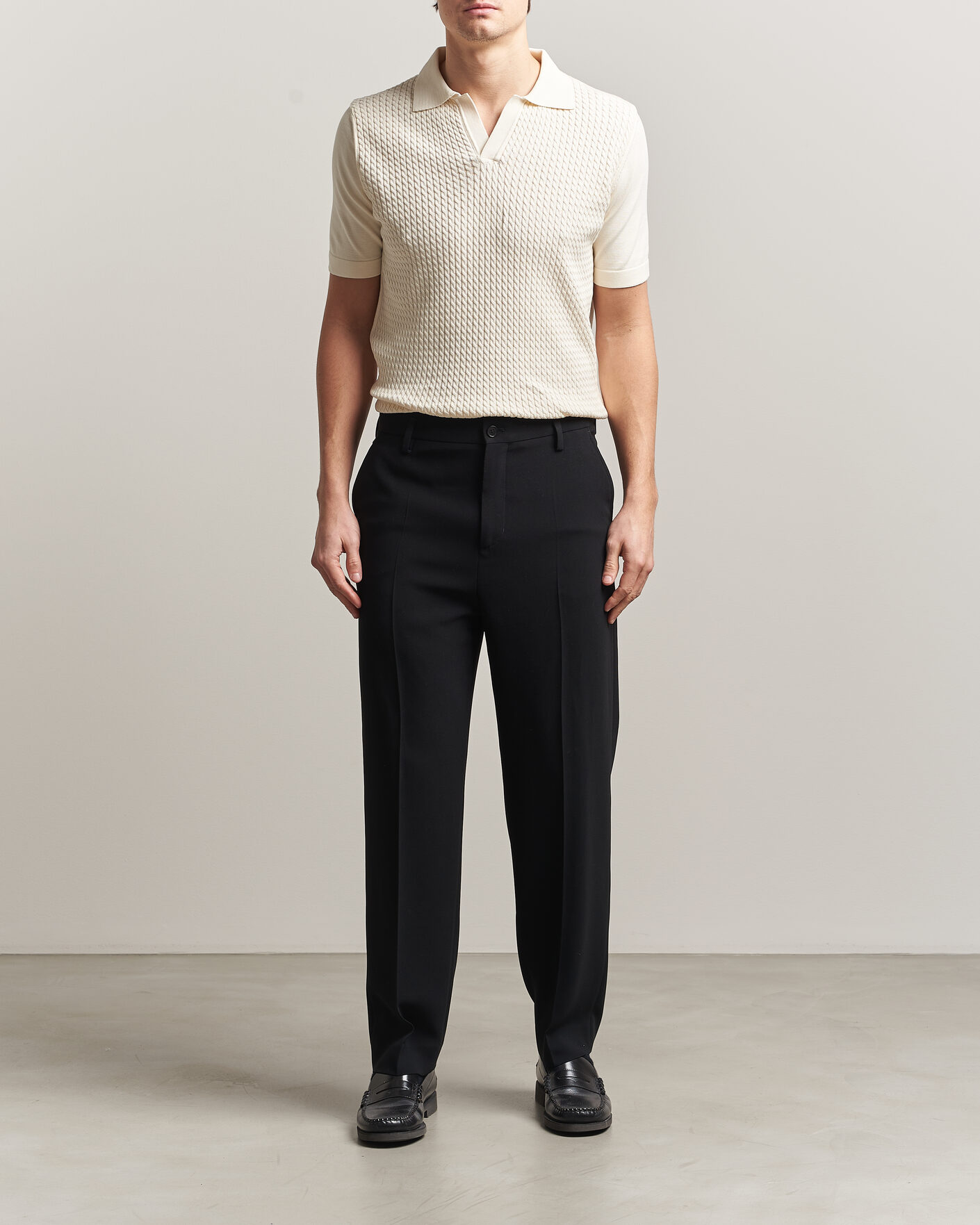 Herren | Poloshirts | Oscar Jacobson | Alf Structured Cotton Polo Off White