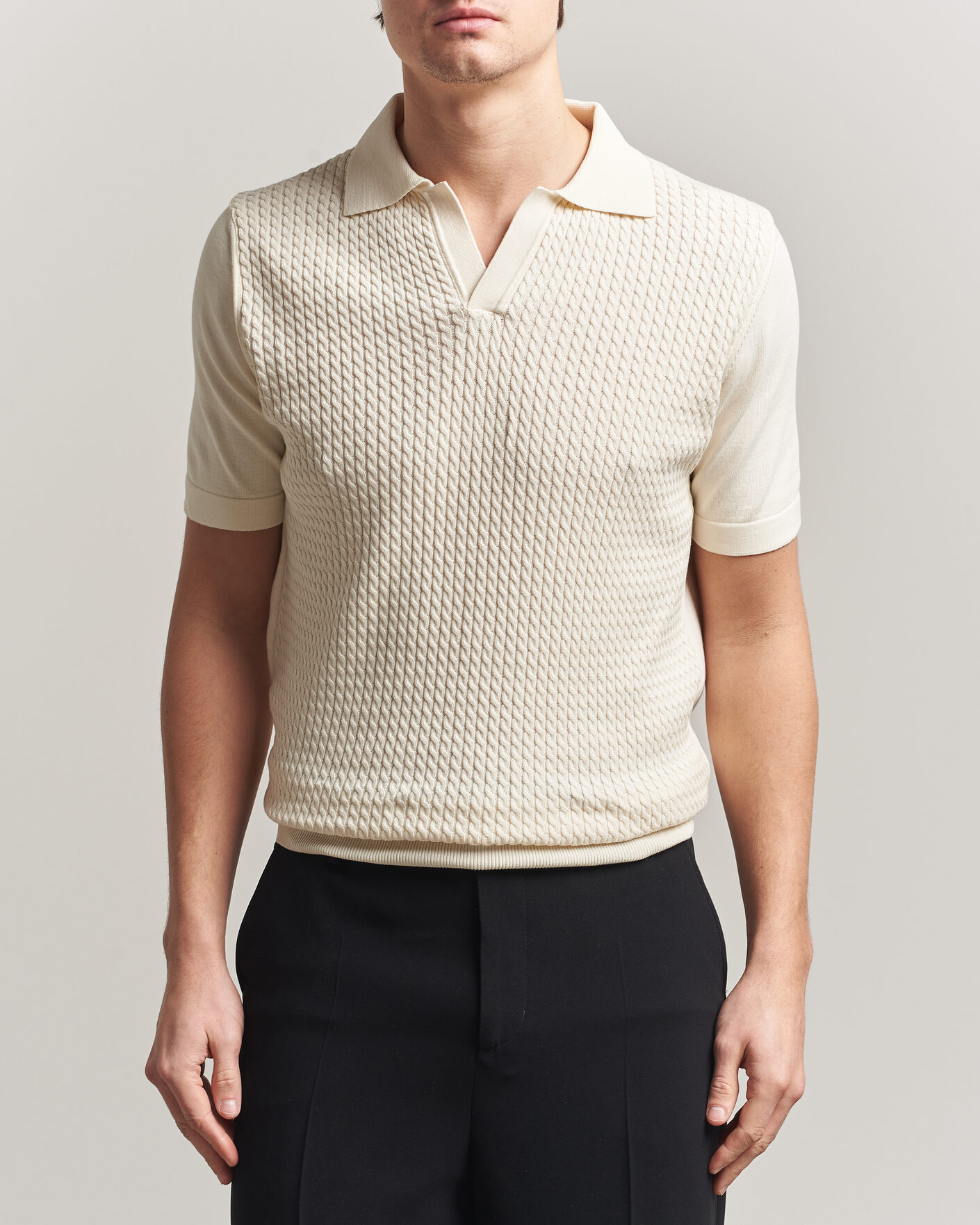 Herren | Poloshirts | Oscar Jacobson | Alf Structured Cotton Polo Off White