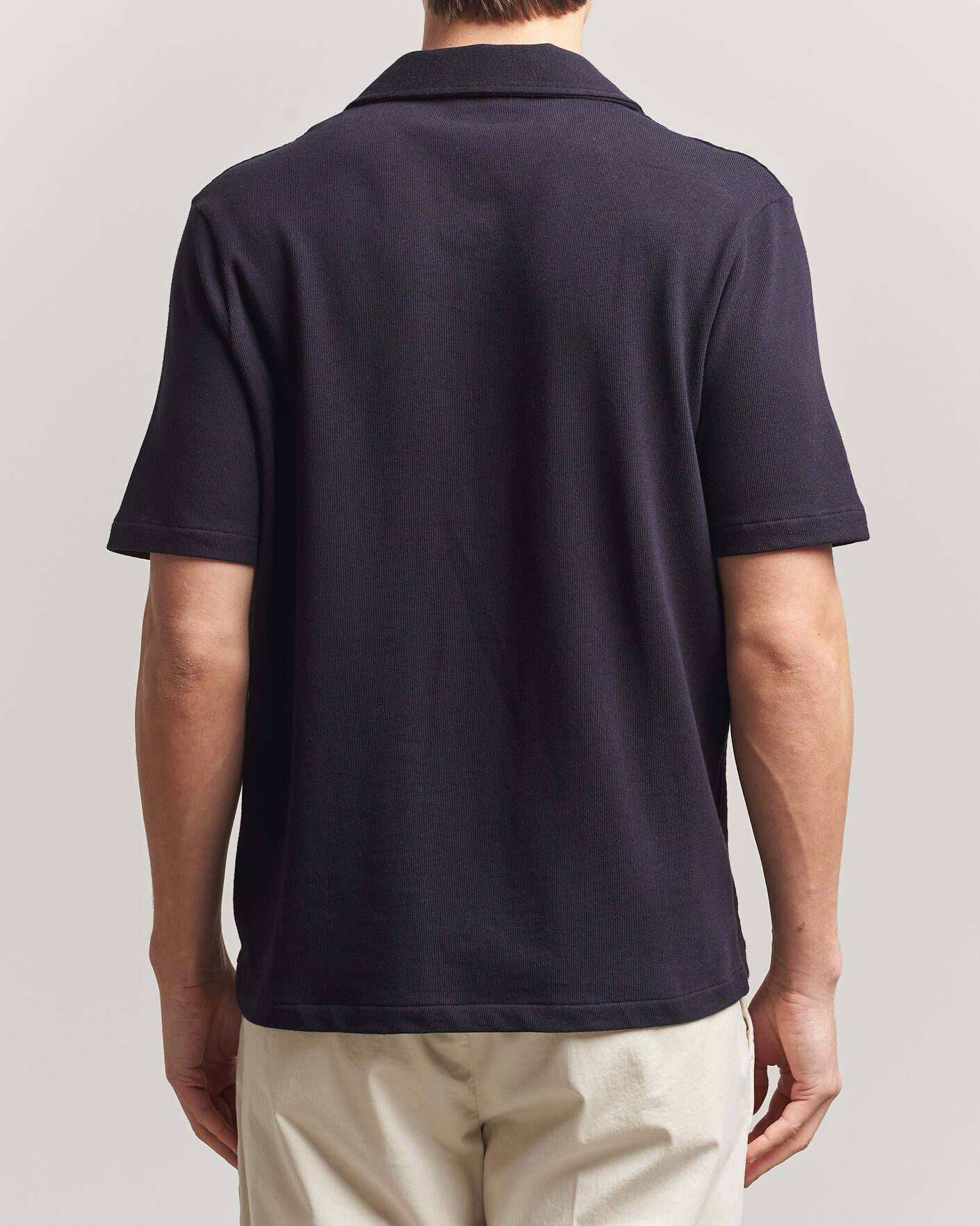 Herren | Hemden | Oscar Jacobson | Kirk Knitted Short Sleeve Shirt Navy