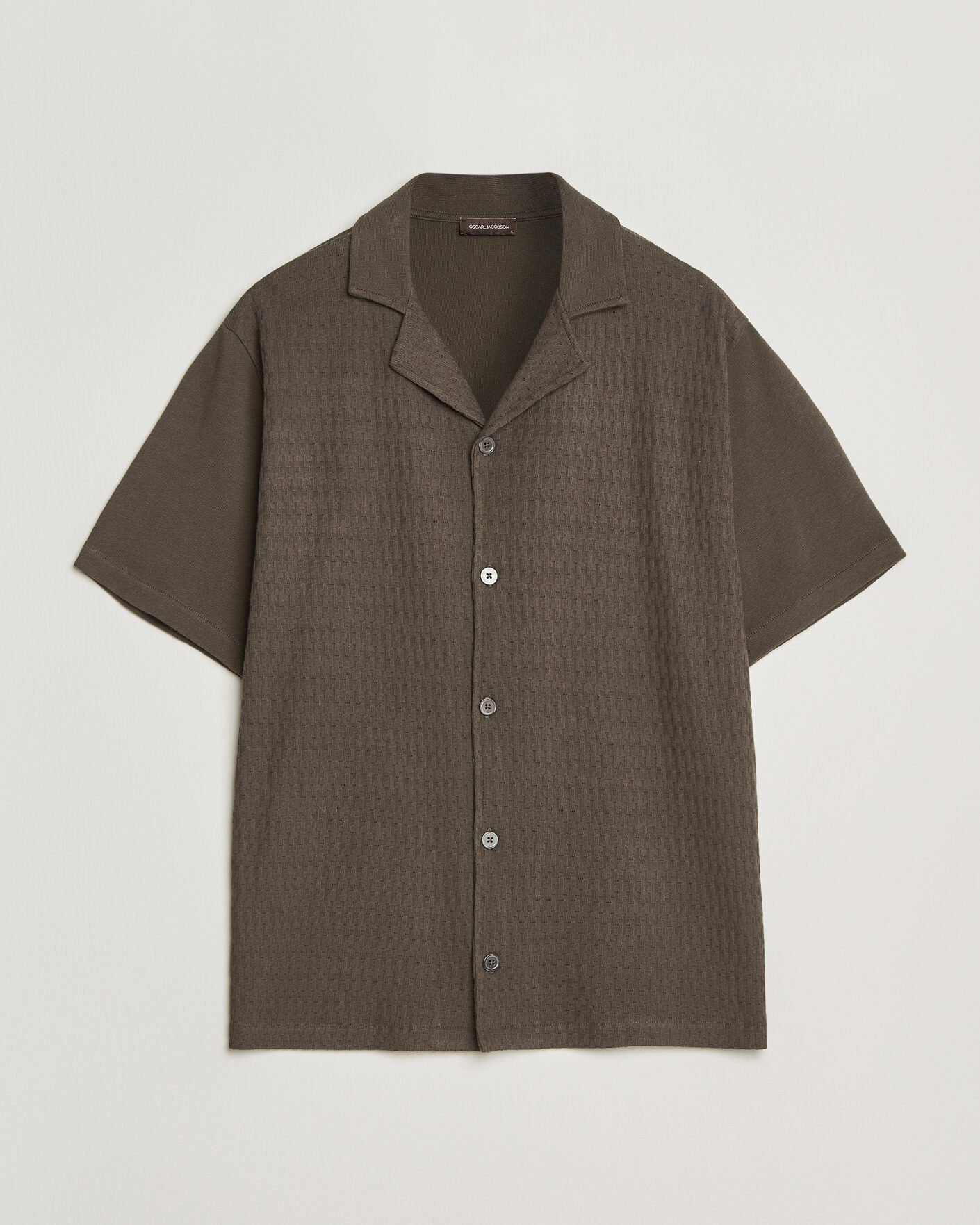 Herren | Hemden | Oscar Jacobson | Kirk Knitted Short Sleeve Shirt Green