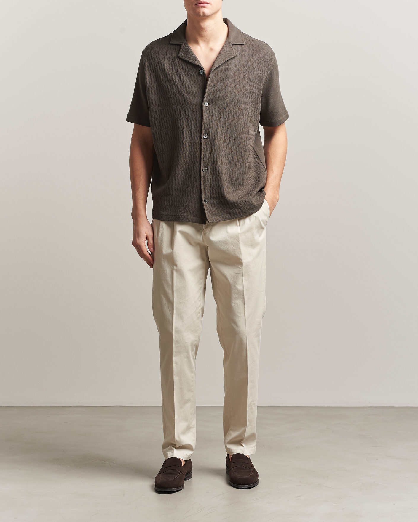Herren | Hemden | Oscar Jacobson | Kirk Knitted Short Sleeve Shirt Green