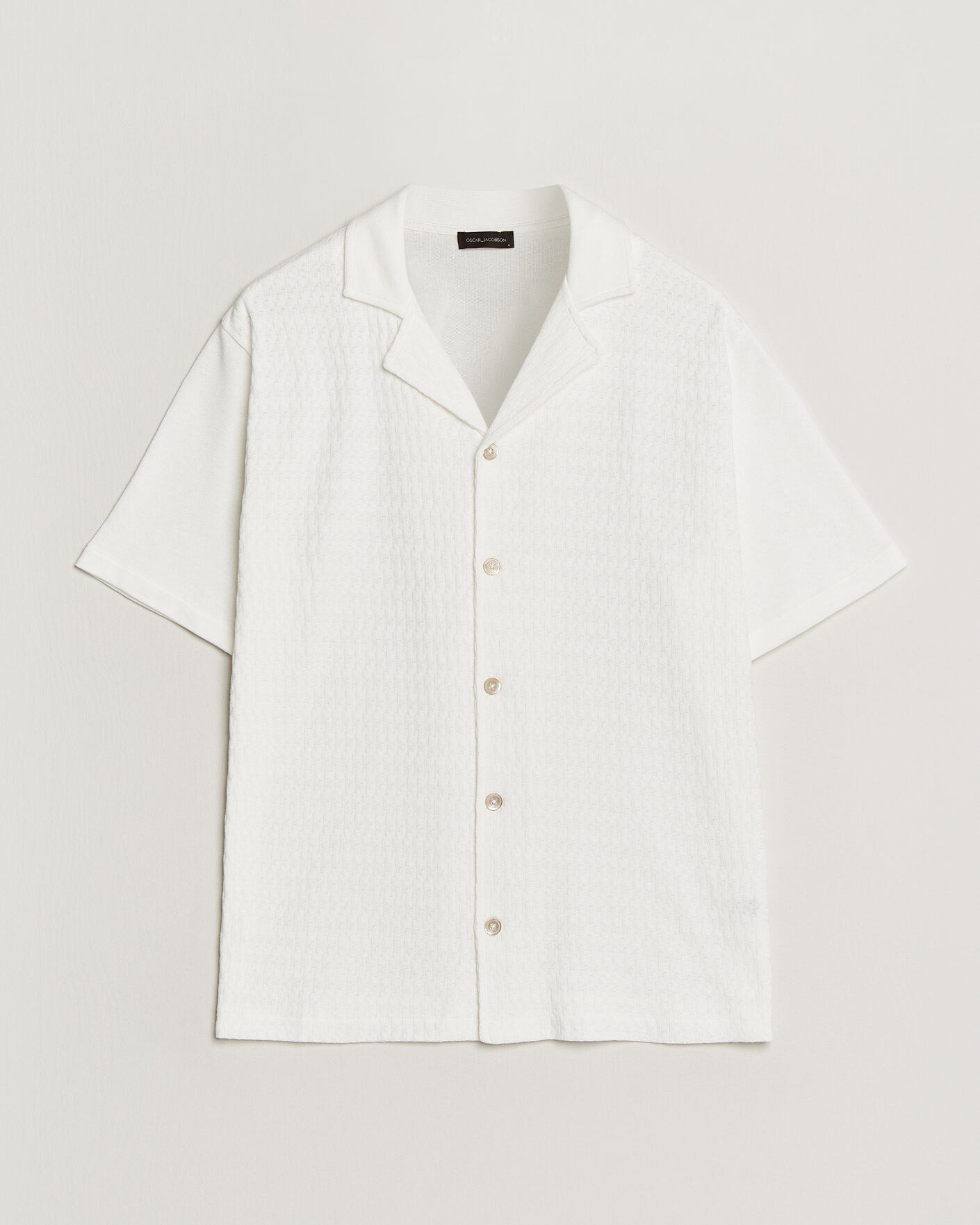 Herren | Hemden | Oscar Jacobson | Kirk Knitted Short Sleeve Shirt Snow White