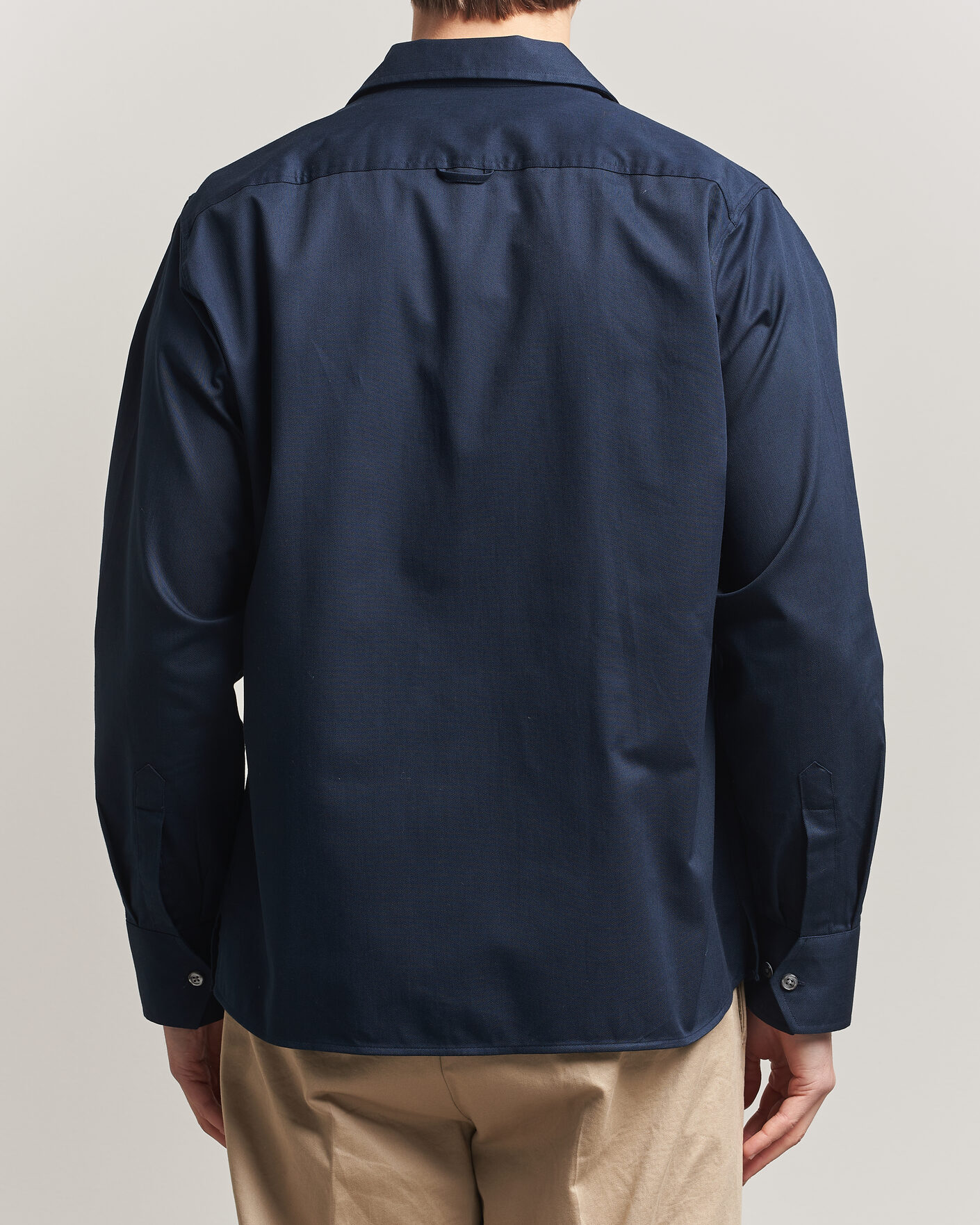 Herren | Hemden | Oscar Jacobson | Straight Fit Bowling Collar Cotton Shirt Navy