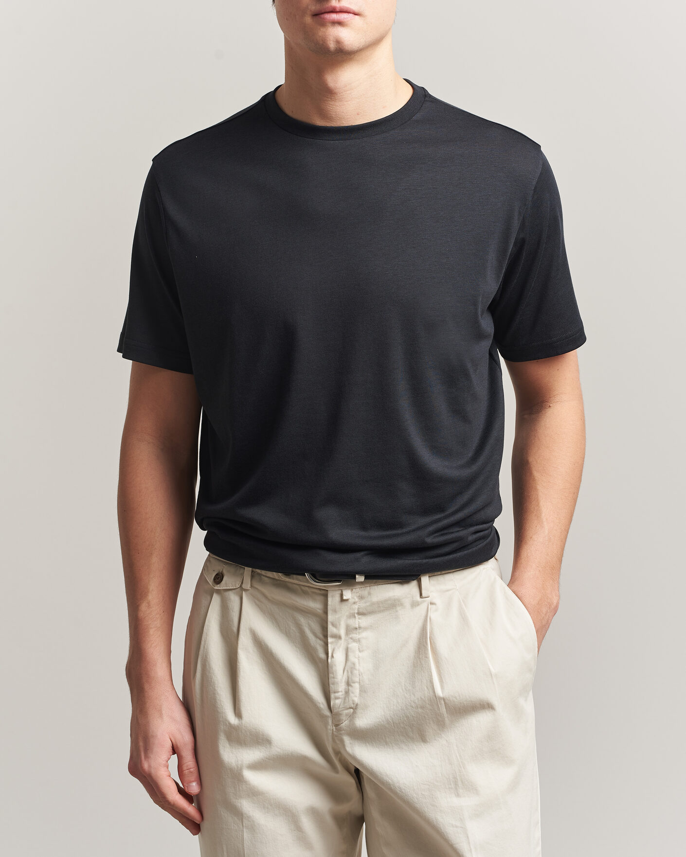 Herren | T-Shirts | Oscar Jacobson | Kim Lyocel/Cotton T-Shirt Black