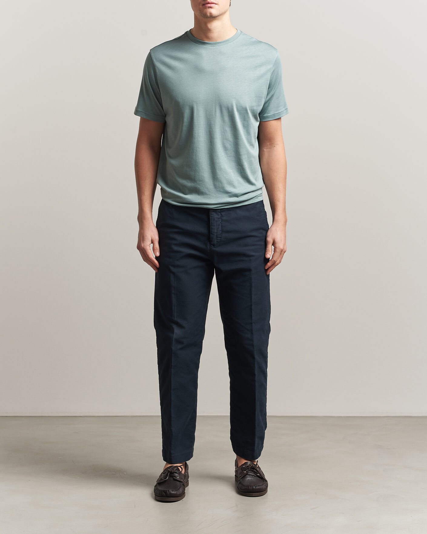 Herren | T-Shirts | Oscar Jacobson | Kim Lyocel/Cotton T-Shirt Soft Green