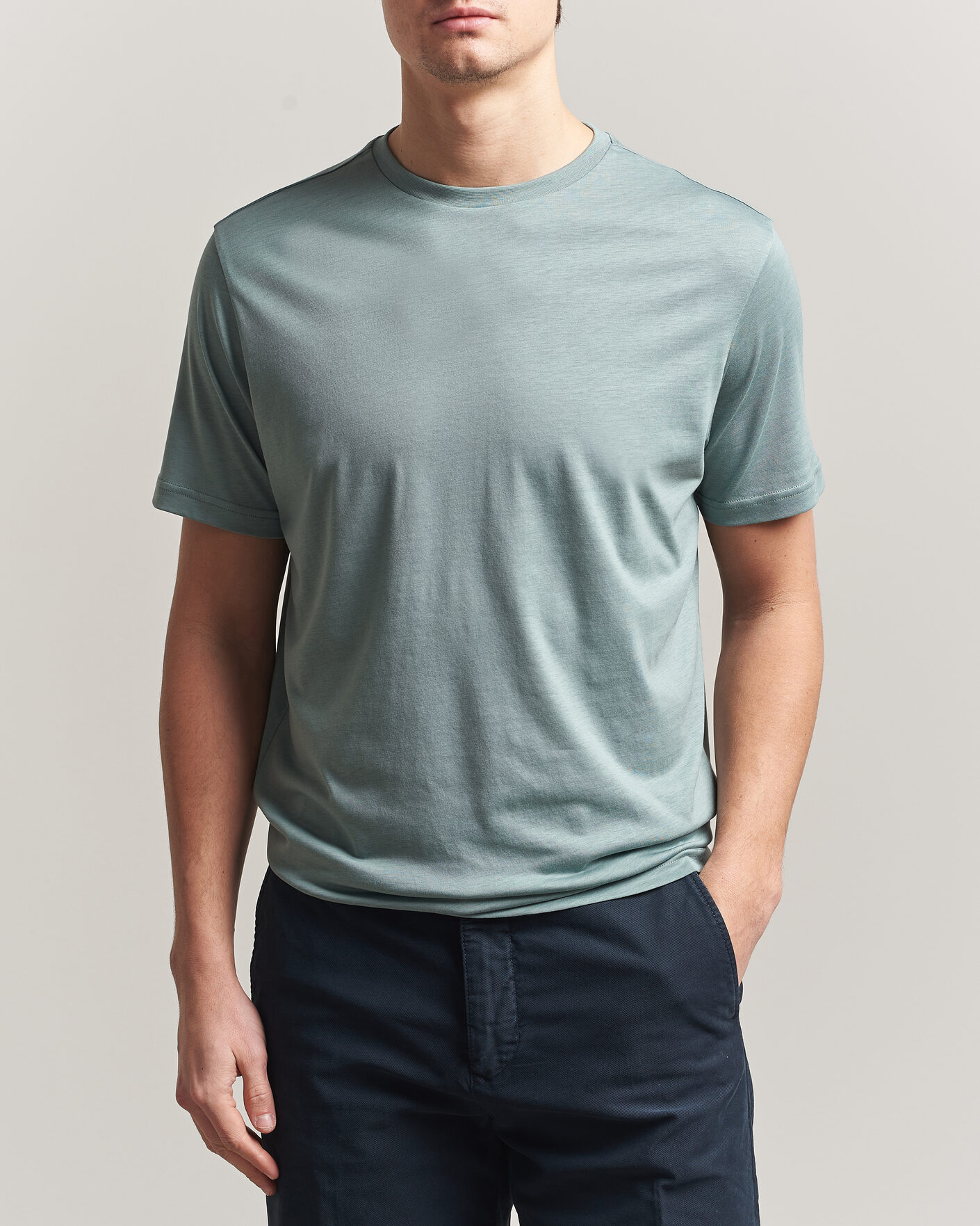Herren | T-Shirts | Oscar Jacobson | Kim Lyocel/Cotton T-Shirt Soft Green