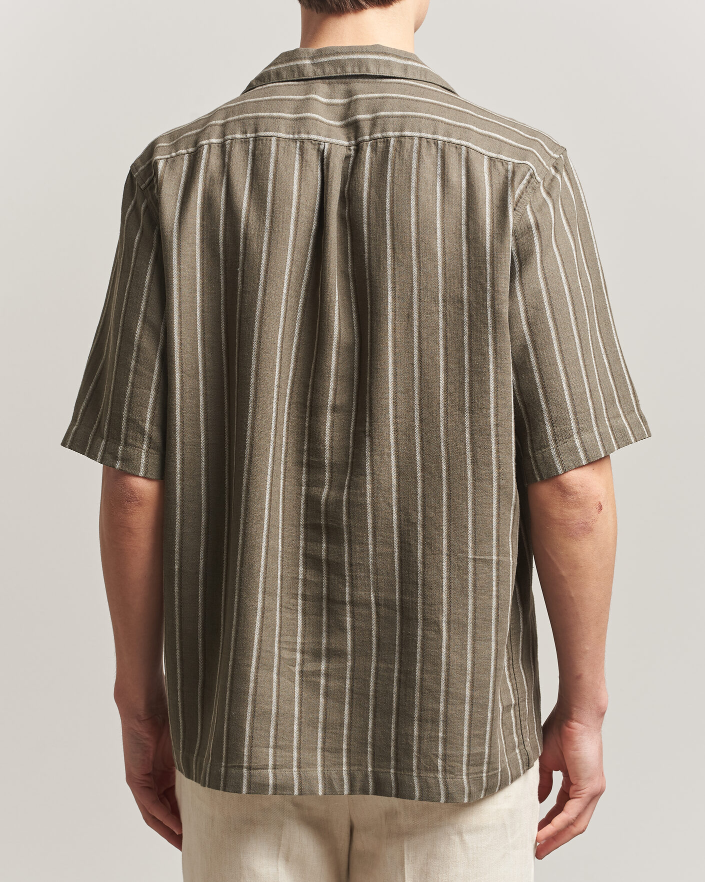 Herren | Hemden | Oscar Jacobson | Reg Fit Cuban Herringbone Short Sleeve Shirt Green