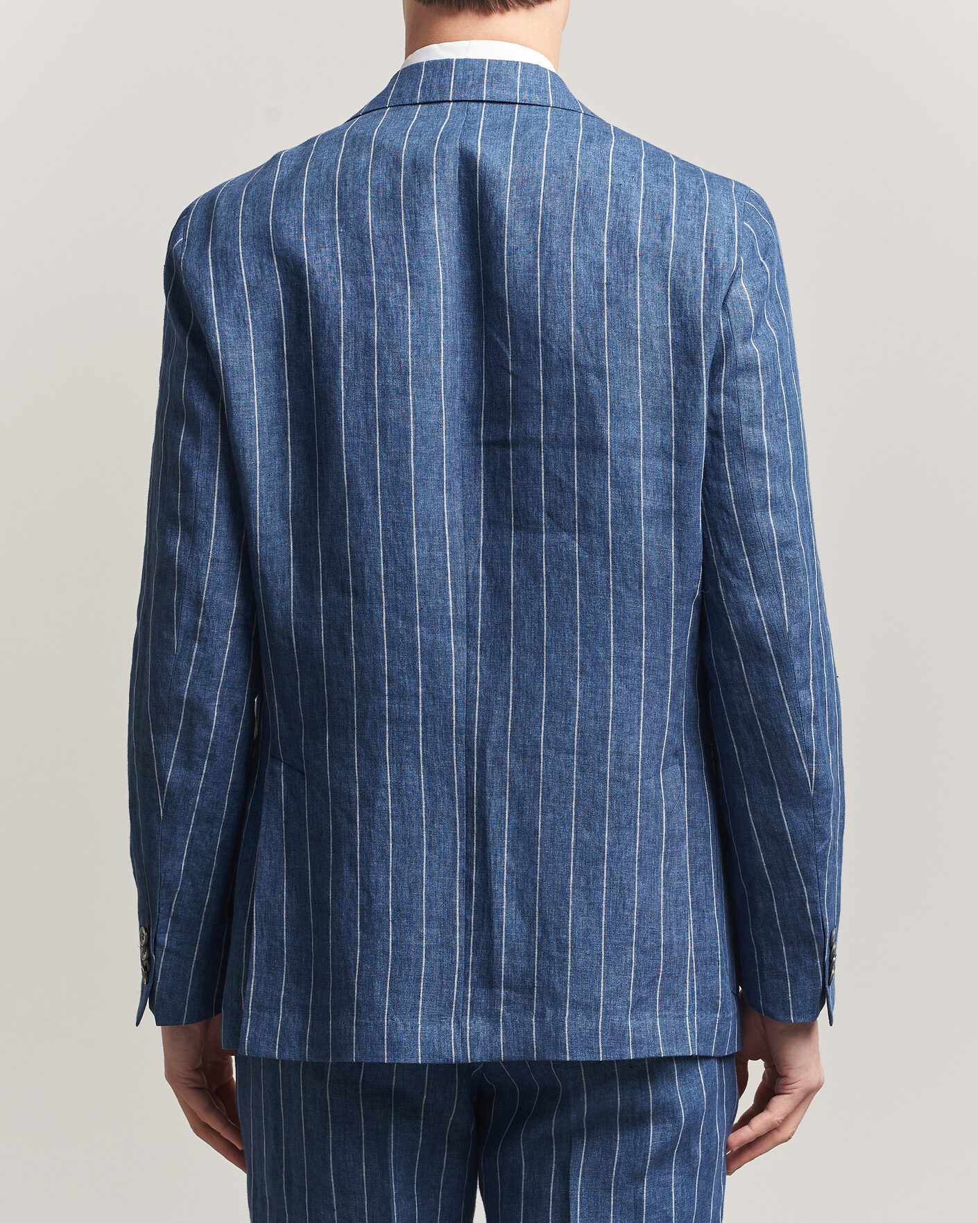 Herren | Sakkos | Oscar Jacobson | Farrys Patch Striped Linen Blazer Blue