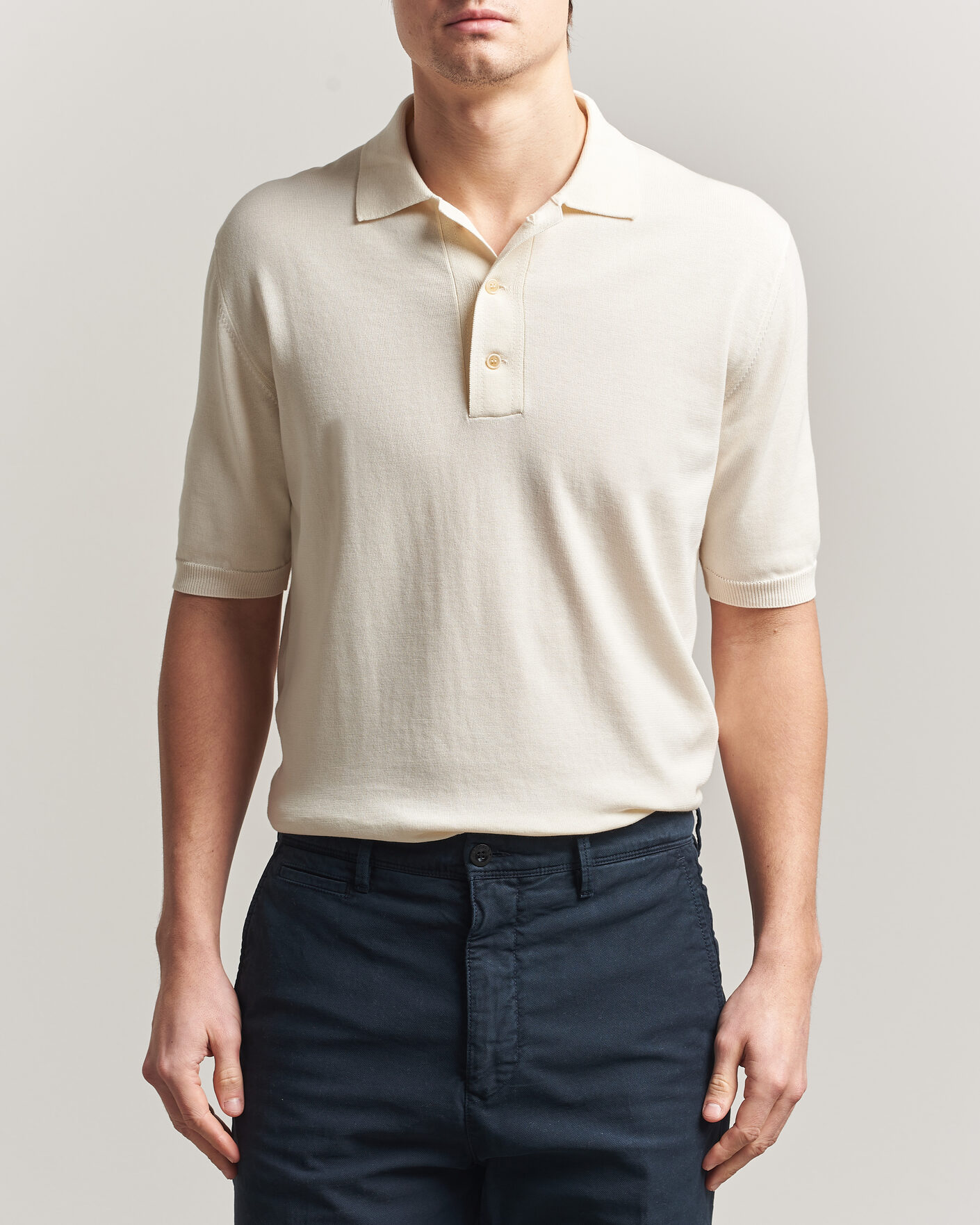 Herren | Poloshirts | Zanone | Knitted Cotton Polo Off White