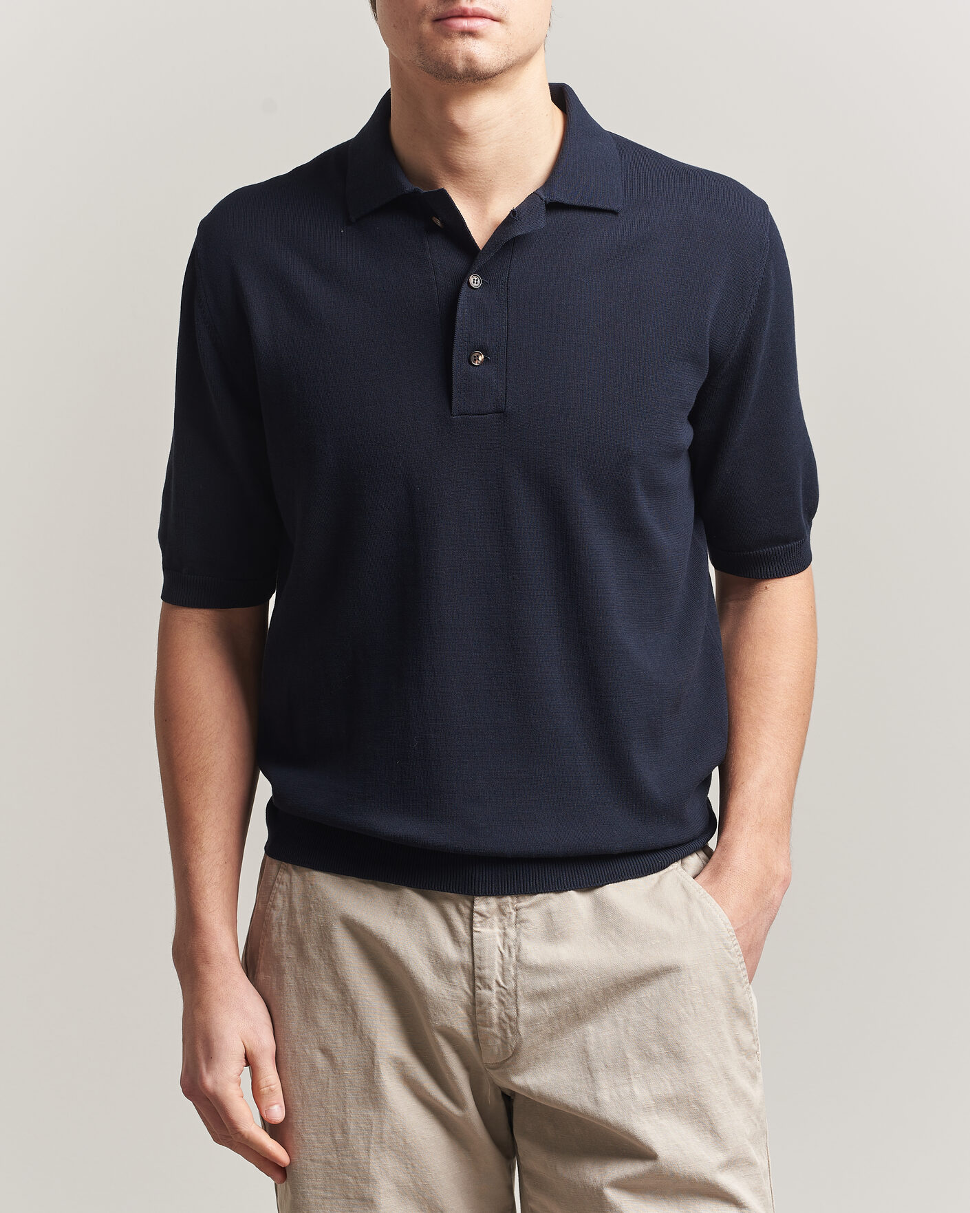 Herren | Poloshirts | Zanone | Knitted Cotton Polo Navy