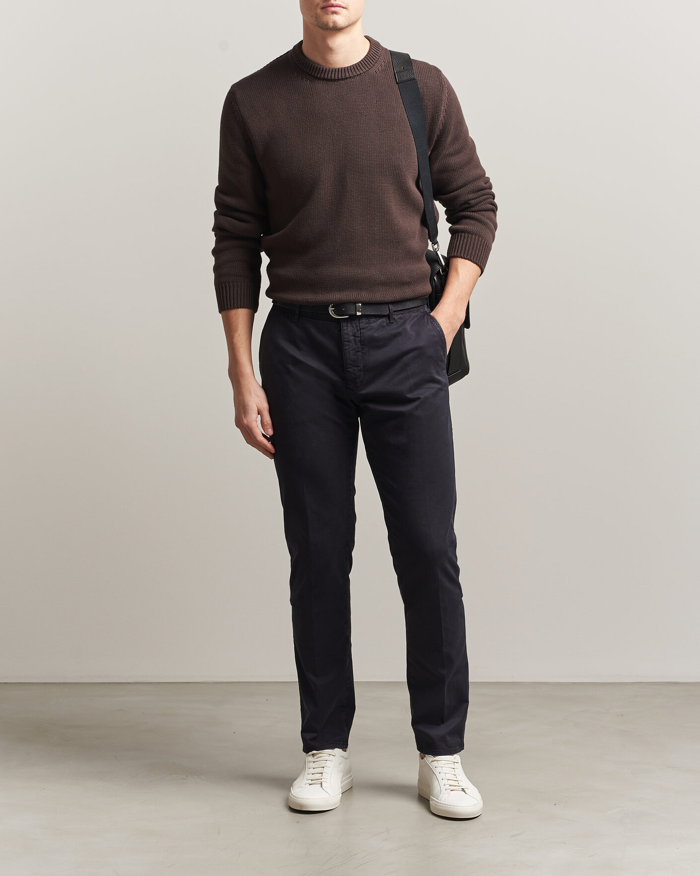Herren | Pullover | Zanone | Soft Cotton Crew Neck Sweater Chocolate