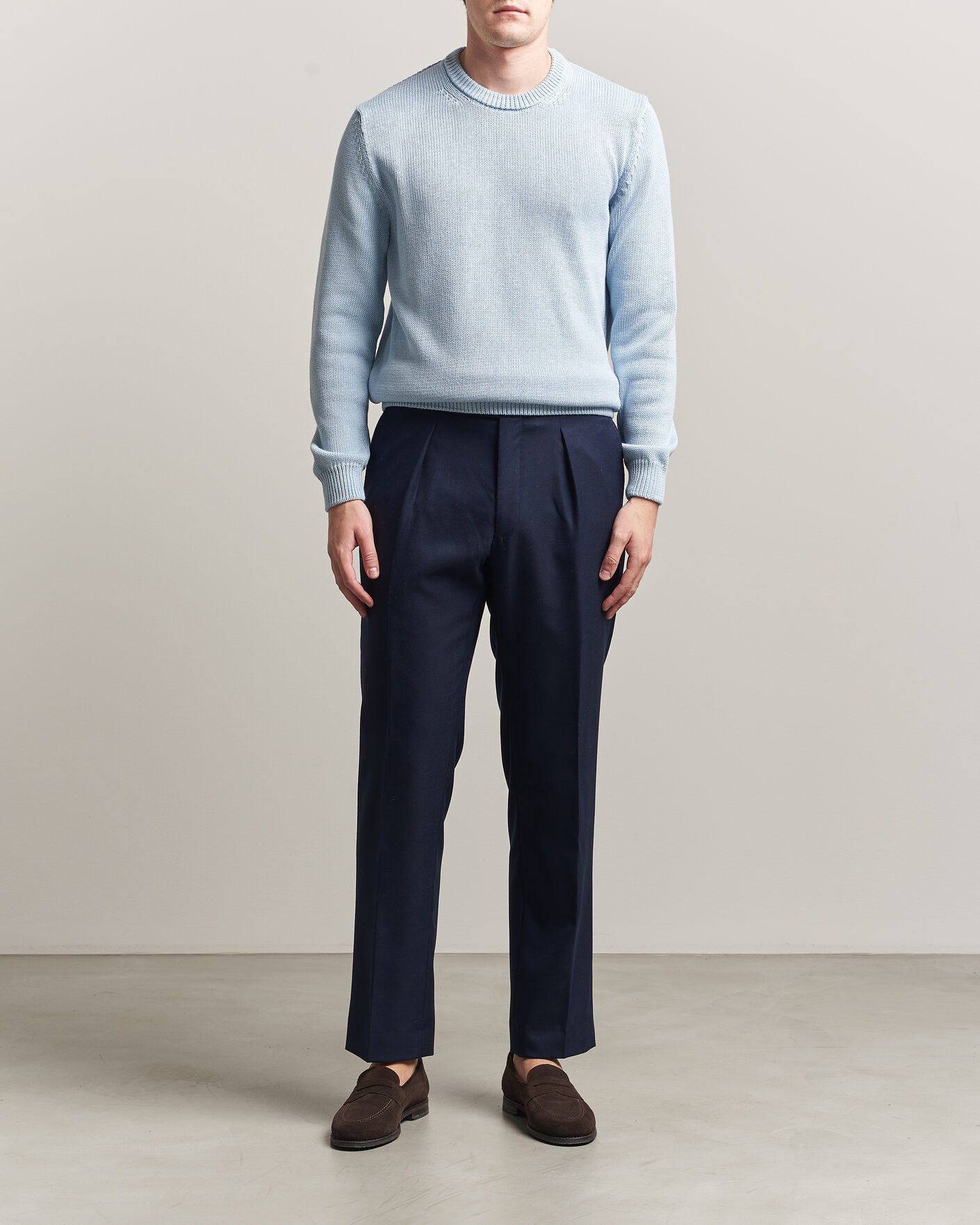 Herren | Pullover | Zanone | Soft Cotton Crew Neck Sweater Sky Blue