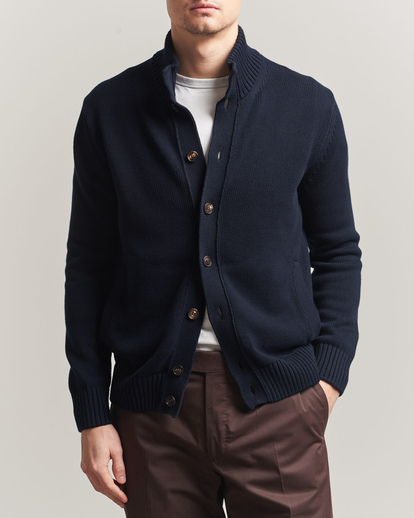 Herren | Pullover | Zanone | Soft Cotton Chioto Cardigan Navy