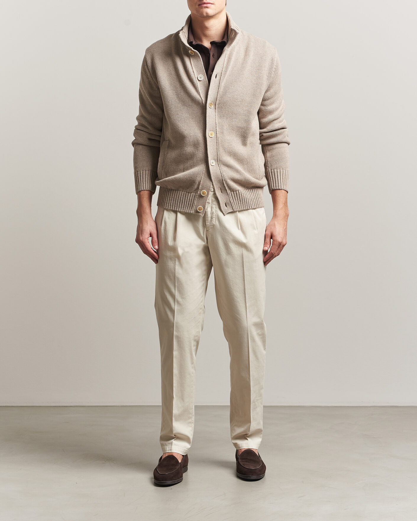 Herren | Pullover | Zanone | Soft Cotton Chioto Cardigan Taupe