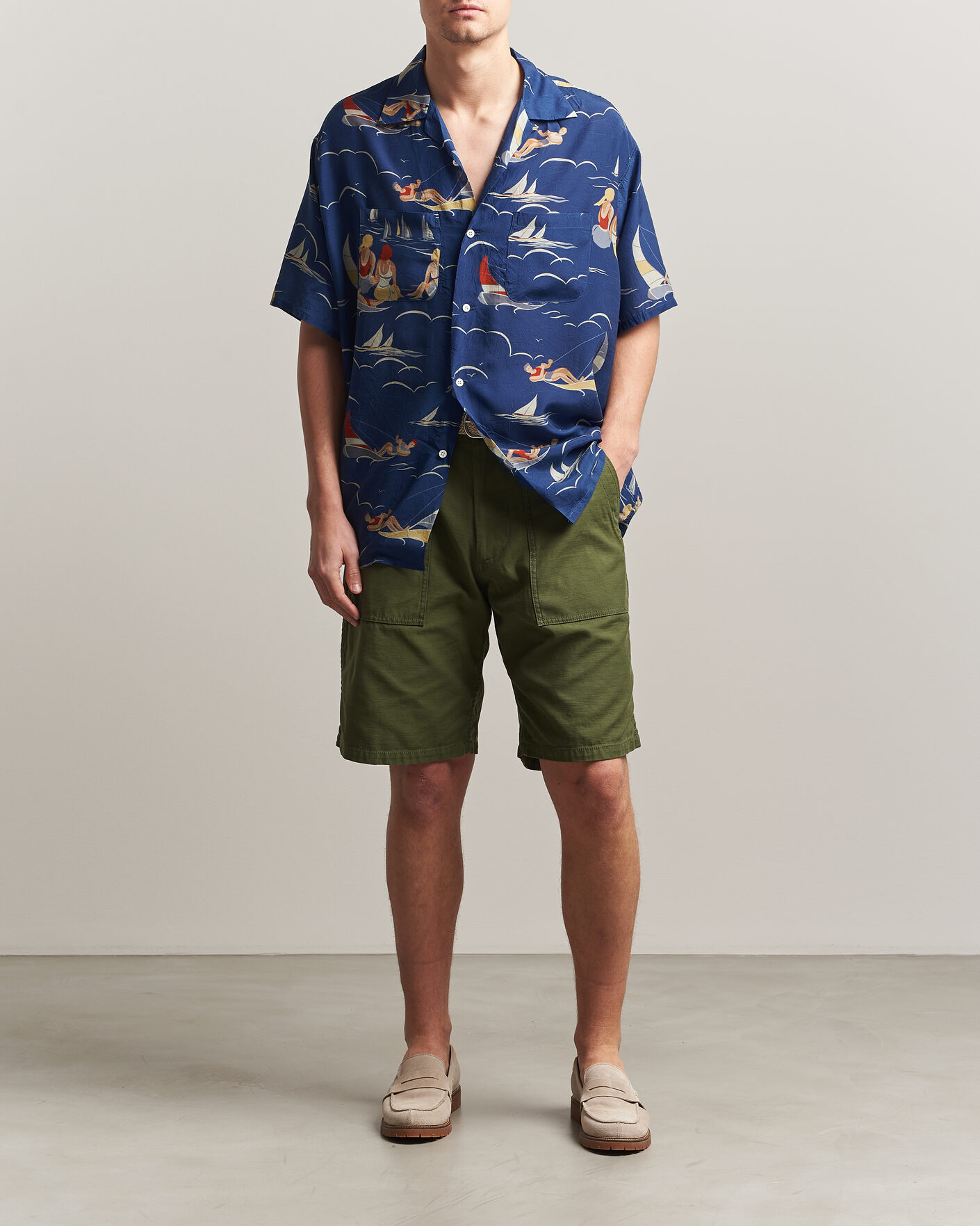 Herren | Hemden | BEAMS PLUS | Holiday Print Camp Shirt Navy