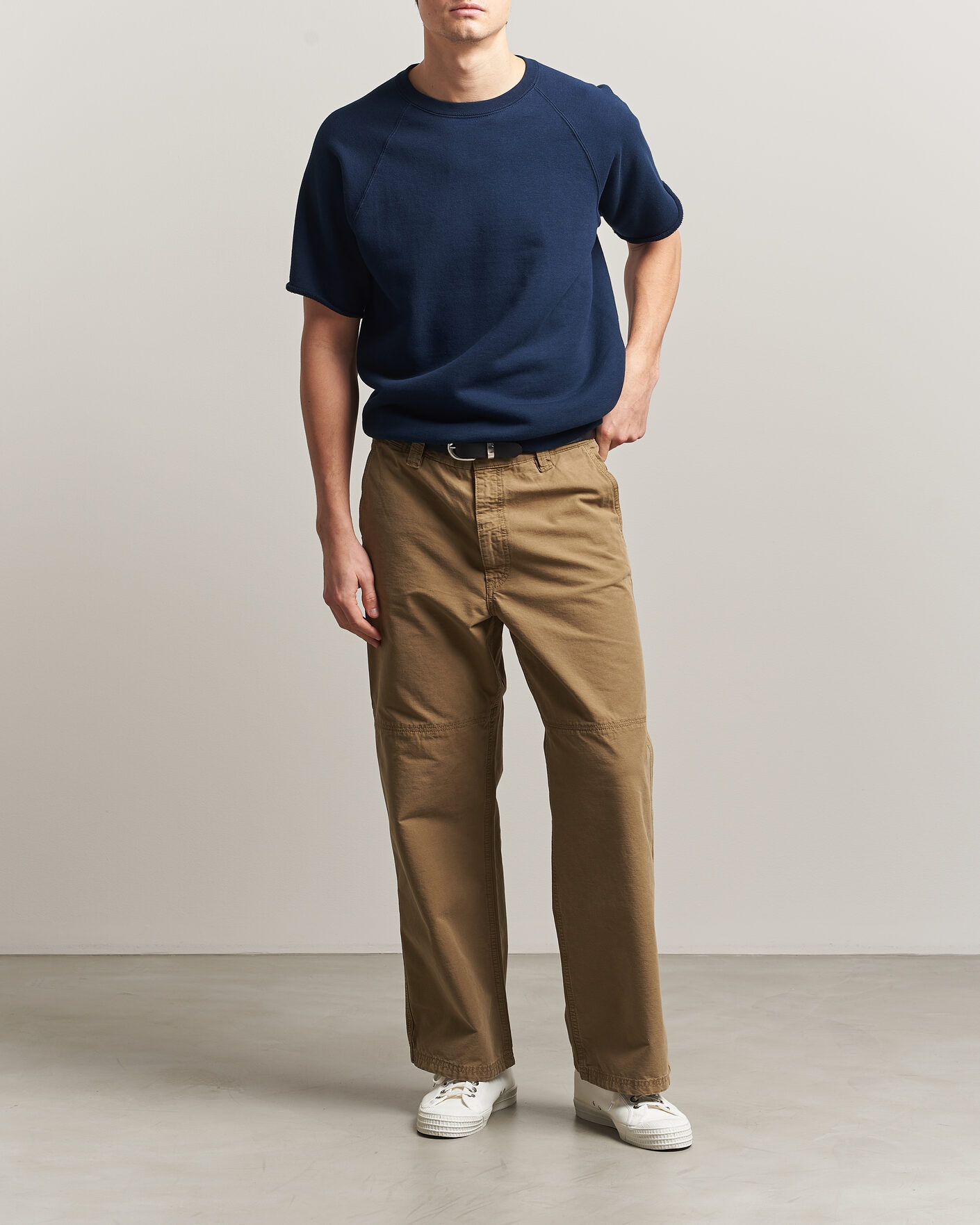 Herren | T-Shirts | BEAMS PLUS | Short Sleeve Cut Off Sweat Navy