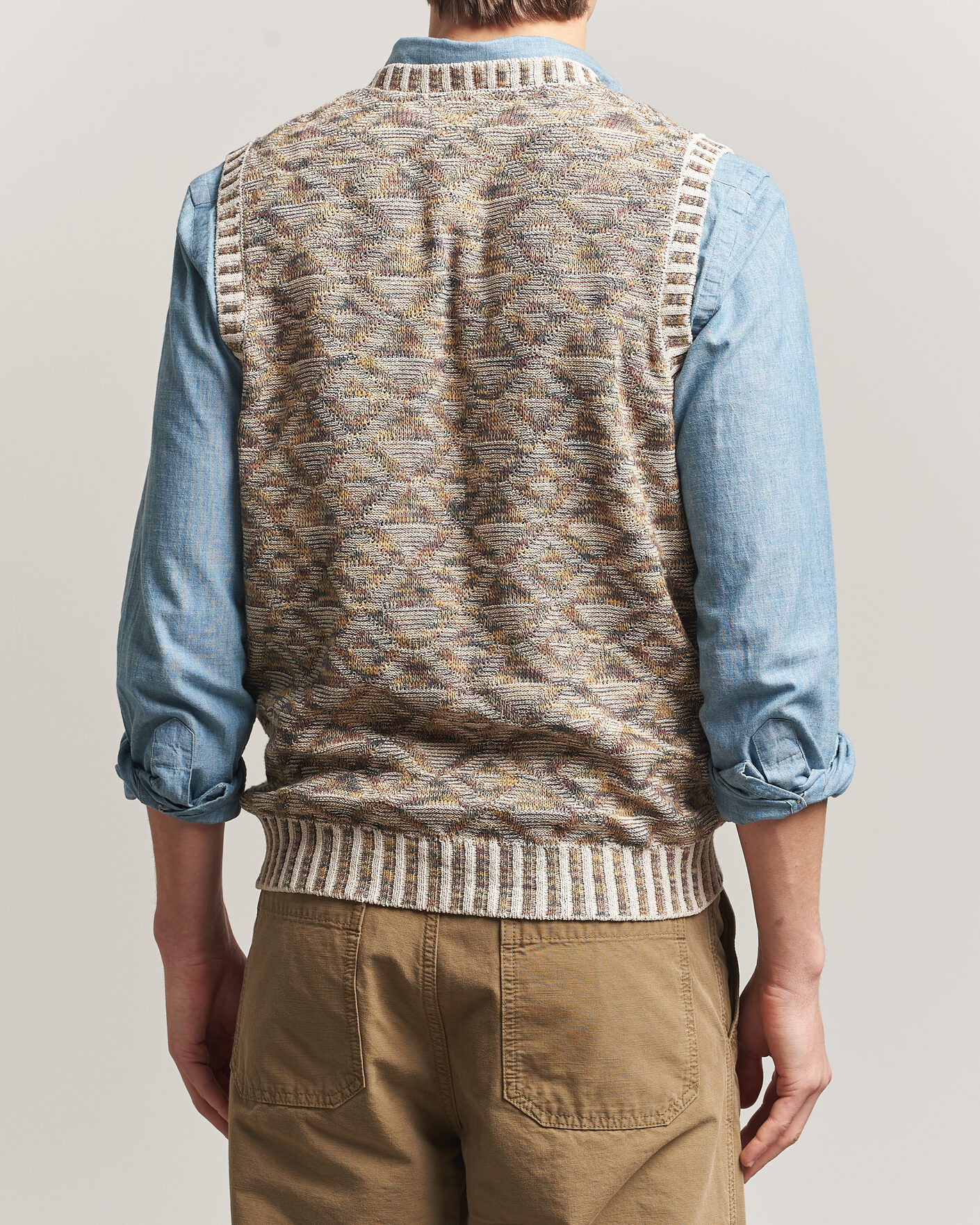 Herren | Pullover | BEAMS PLUS | Kasuri Jacquard Knit Vest Beige