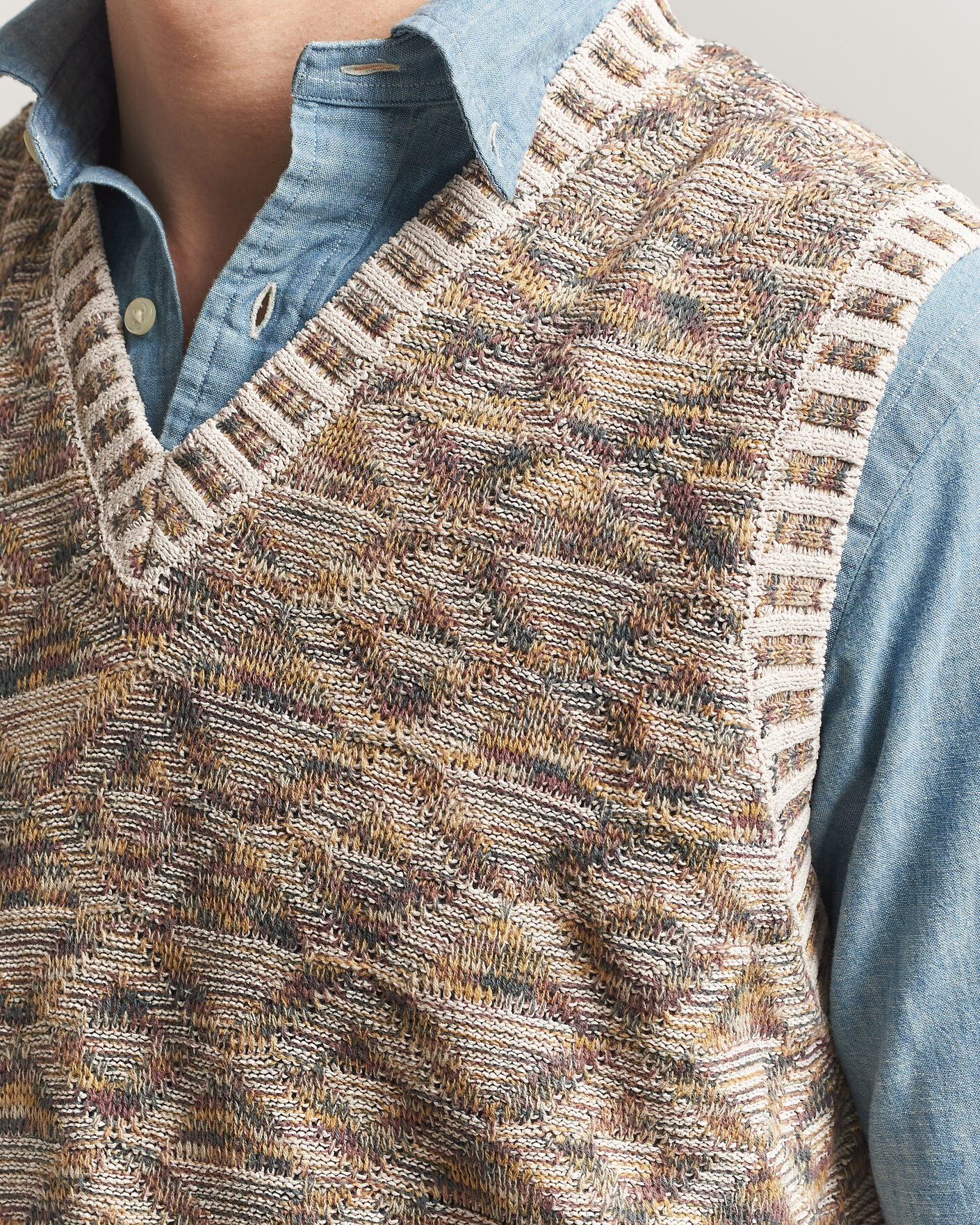 Herren | Pullover | BEAMS PLUS | Kasuri Jacquard Knit Vest Beige
