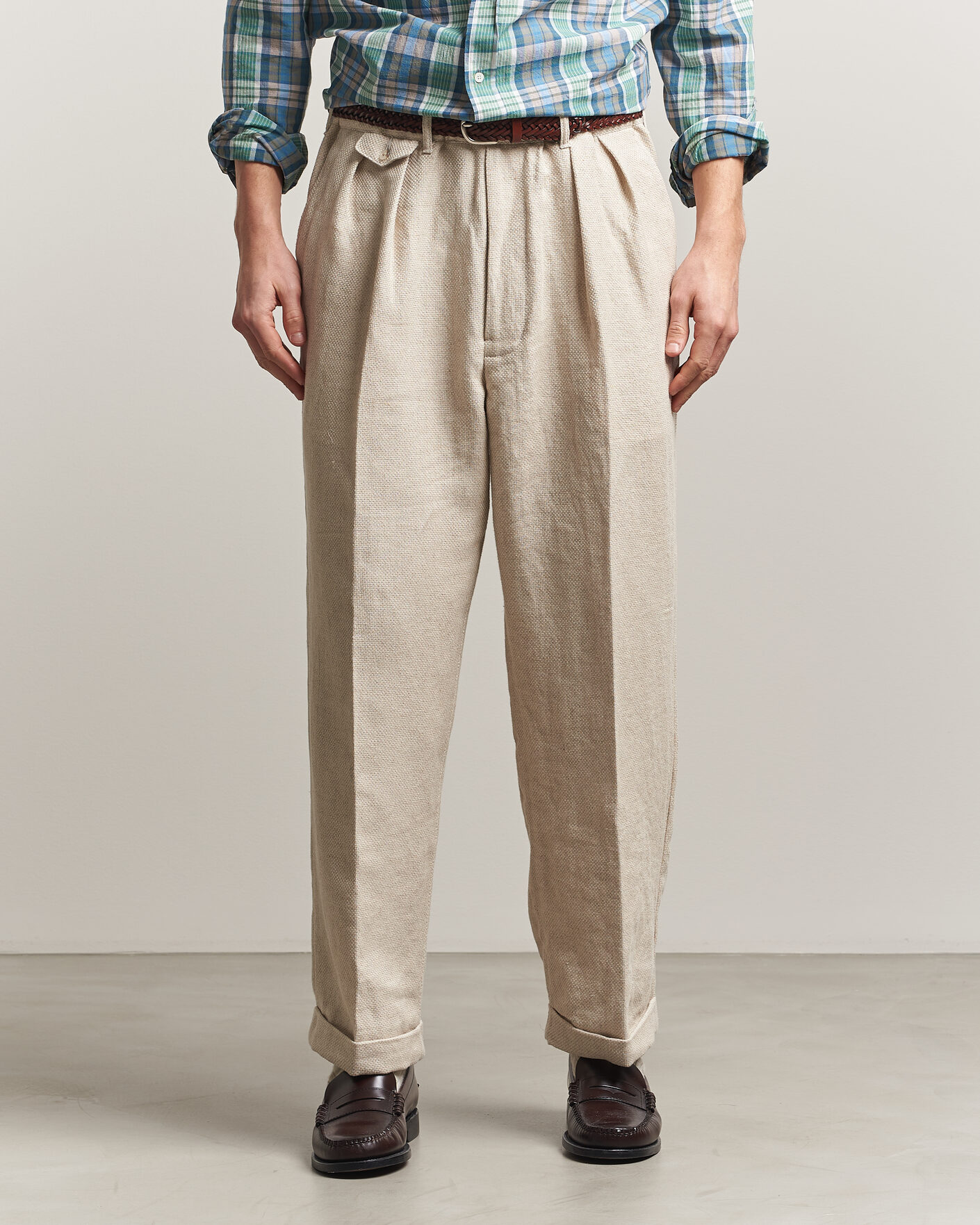 Herren | Hosen | BEAMS PLUS | Cotton/Linen Pleated Trousers Off White