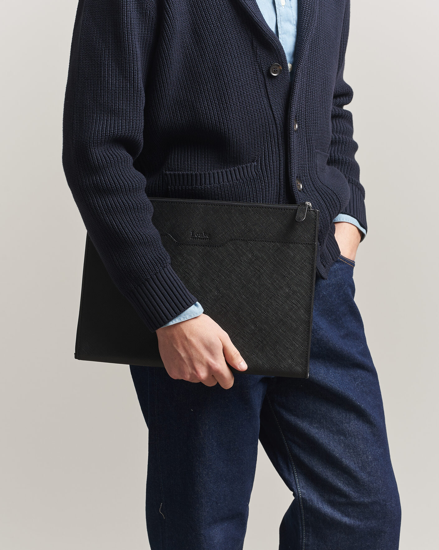 Herren | Taschen | Loake Shoemakers | Gresham Grain Leather Laptop Cover Black