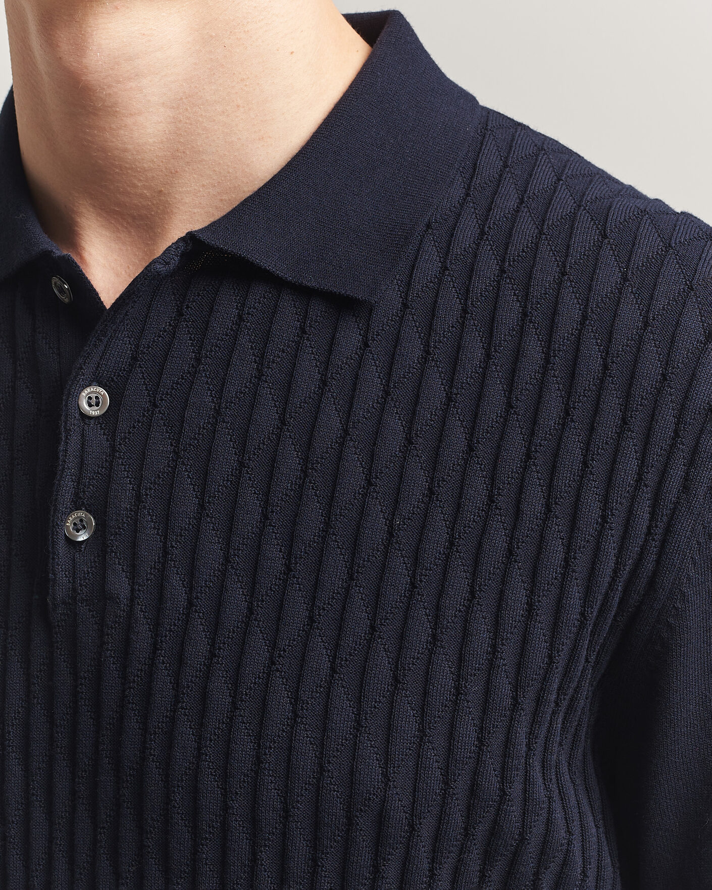 Herren | Poloshirts | Baracuta | Pattern Stich Polo Navy