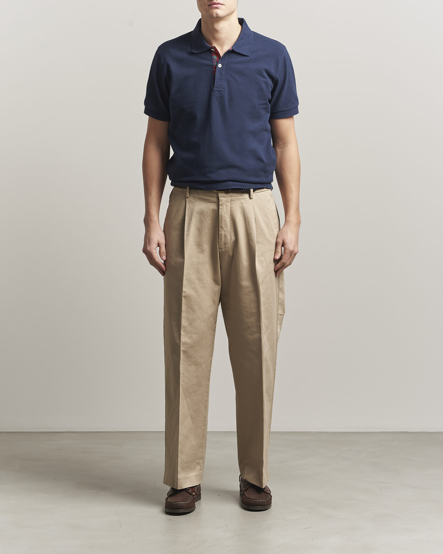 Herren | Poloshirts | Baracuta | Tartan Placket Piquet Polo Navy