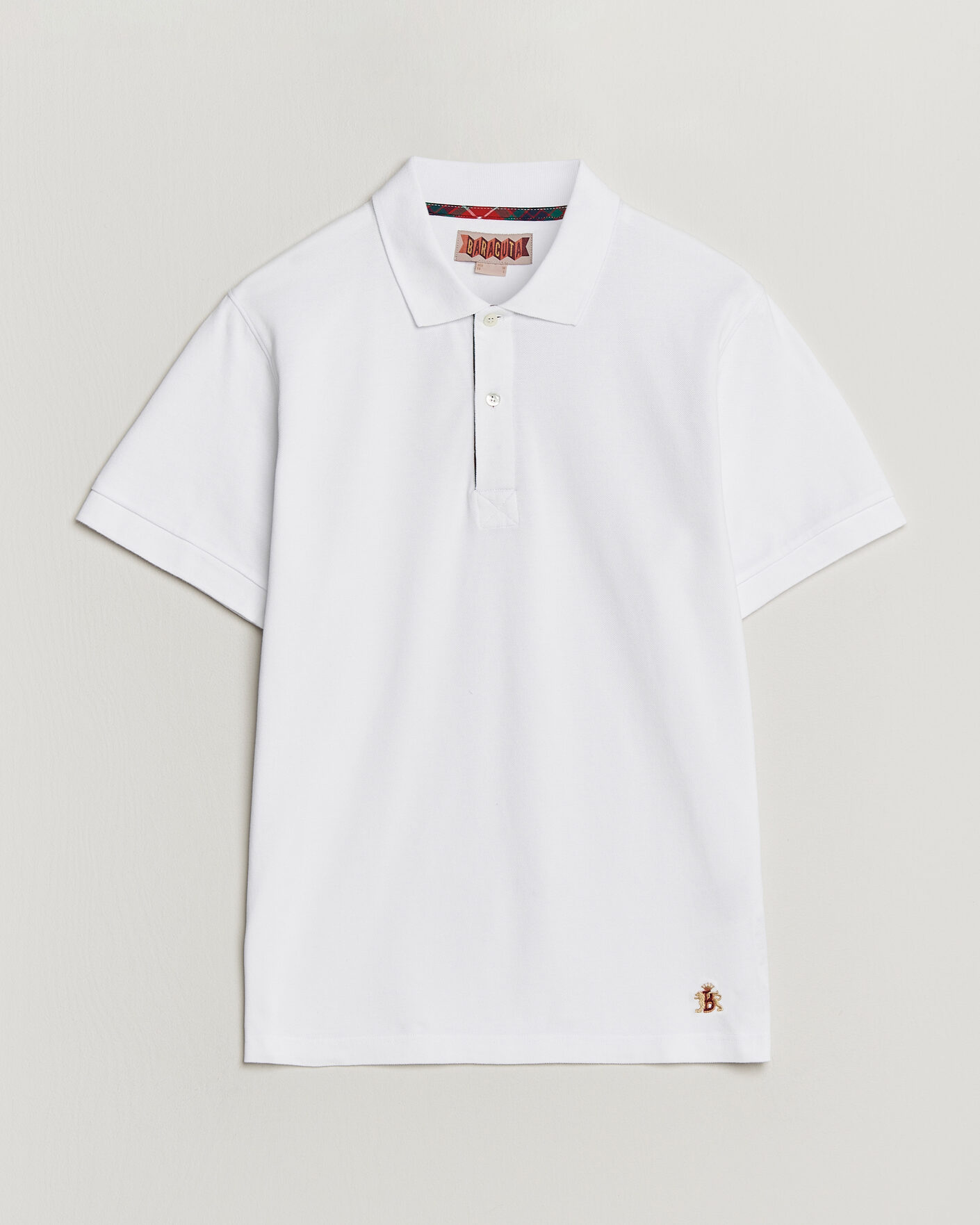 Herren | Poloshirts | Baracuta | Tartan Placket Piquet Polo Bone White