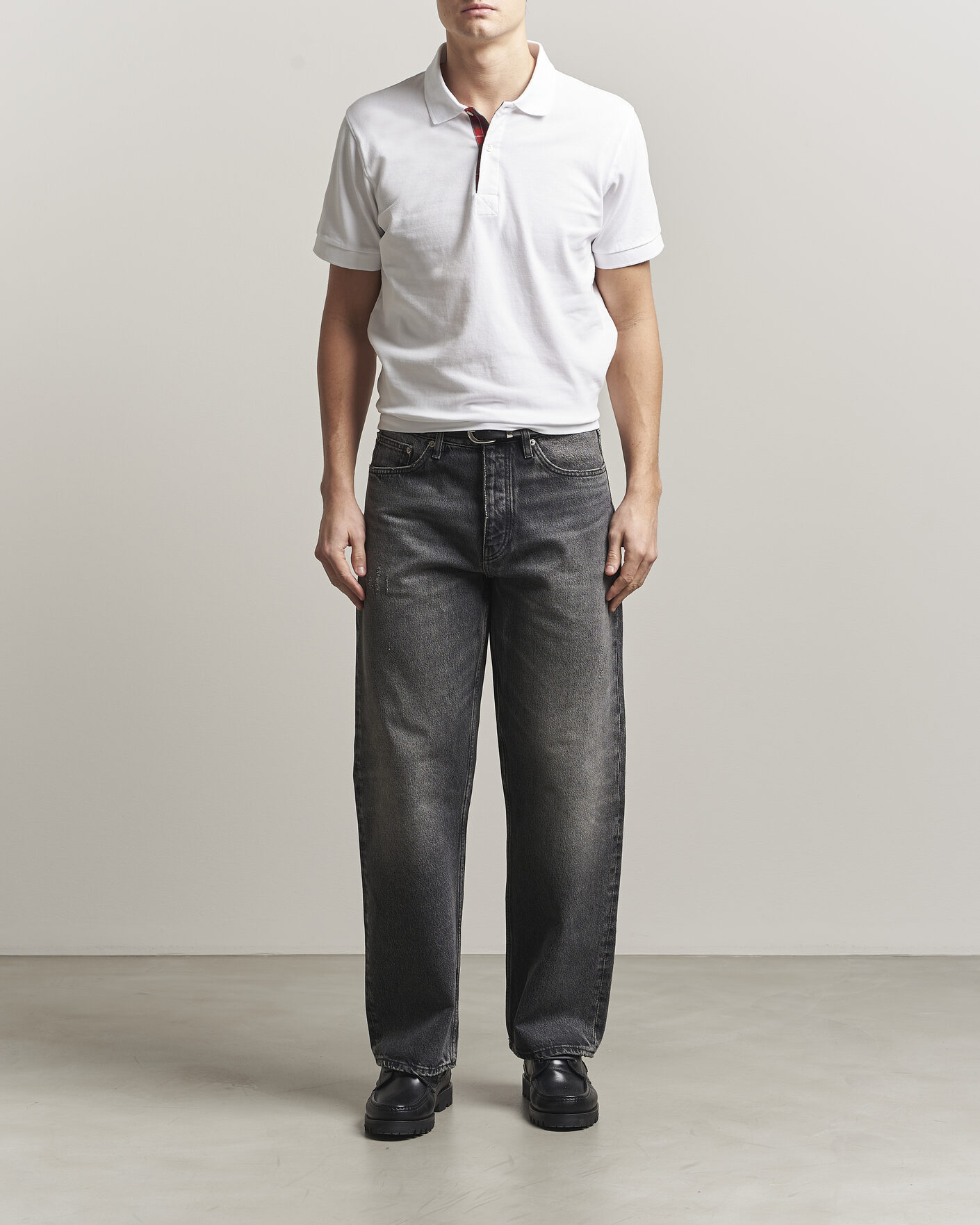 Herren | Poloshirts | Baracuta | Tartan Placket Piquet Polo Bone White